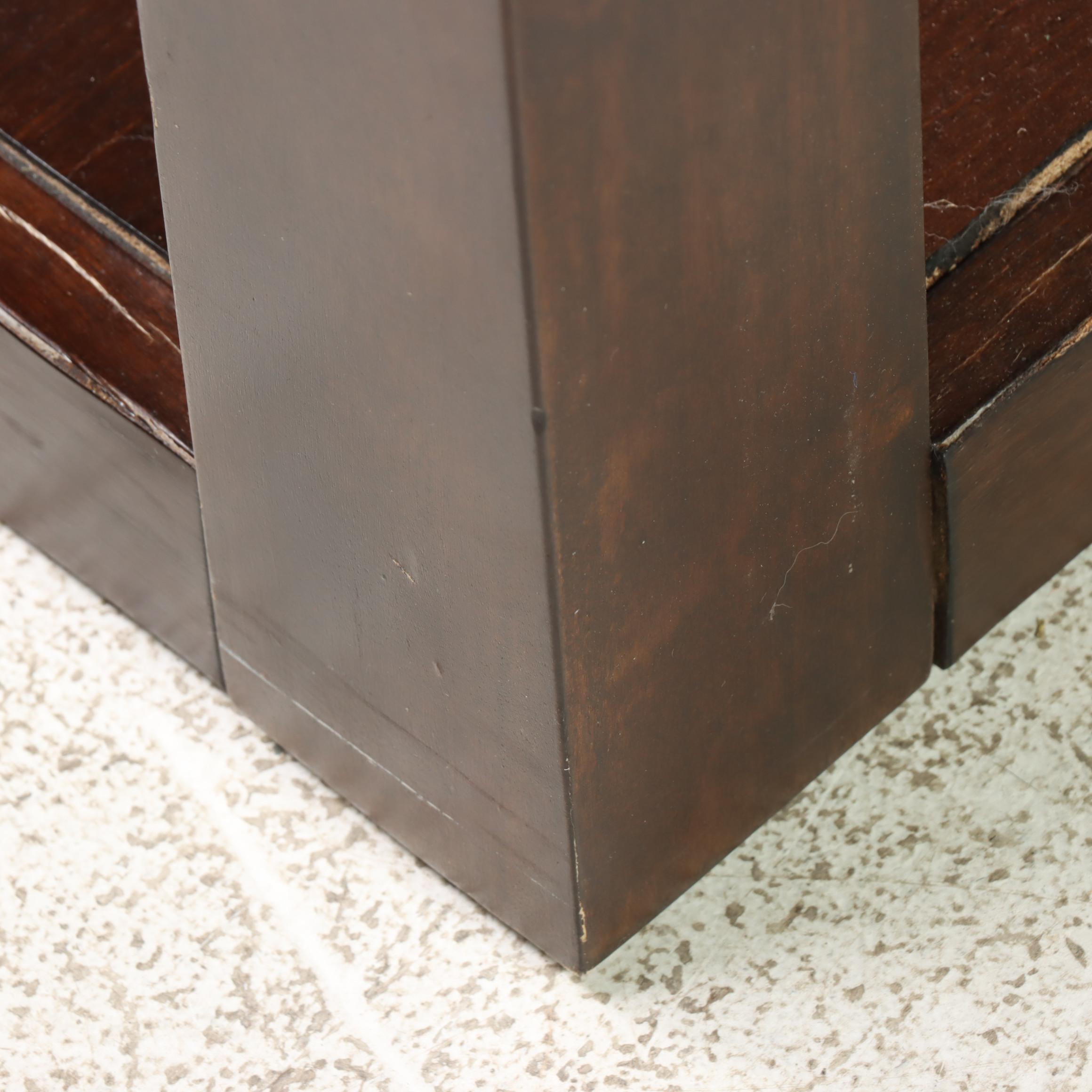Pair of Standard Furniture "Bella" Faux-Marble Side Tables in Deep Brown Finish