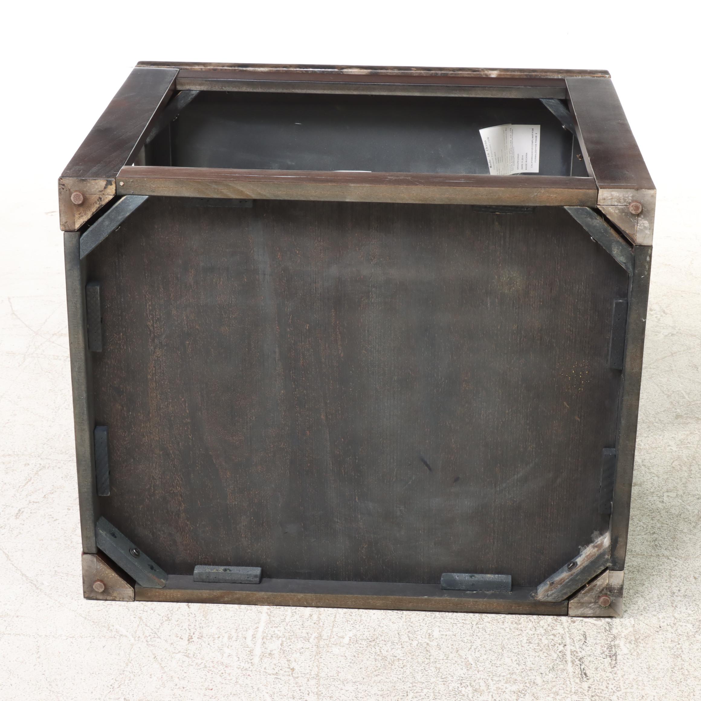 Pair of Standard Furniture "Bella" Faux-Marble Side Tables in Deep Brown Finish