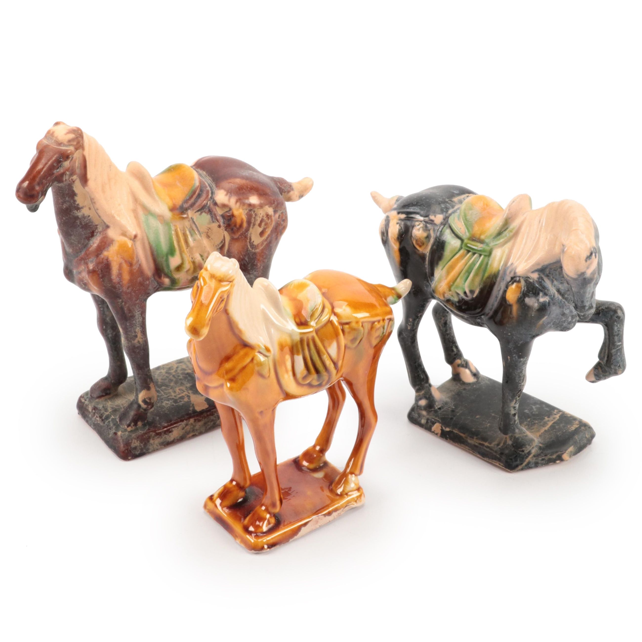 Chinese Tang Style Terracotta Sancai Glazed Horses