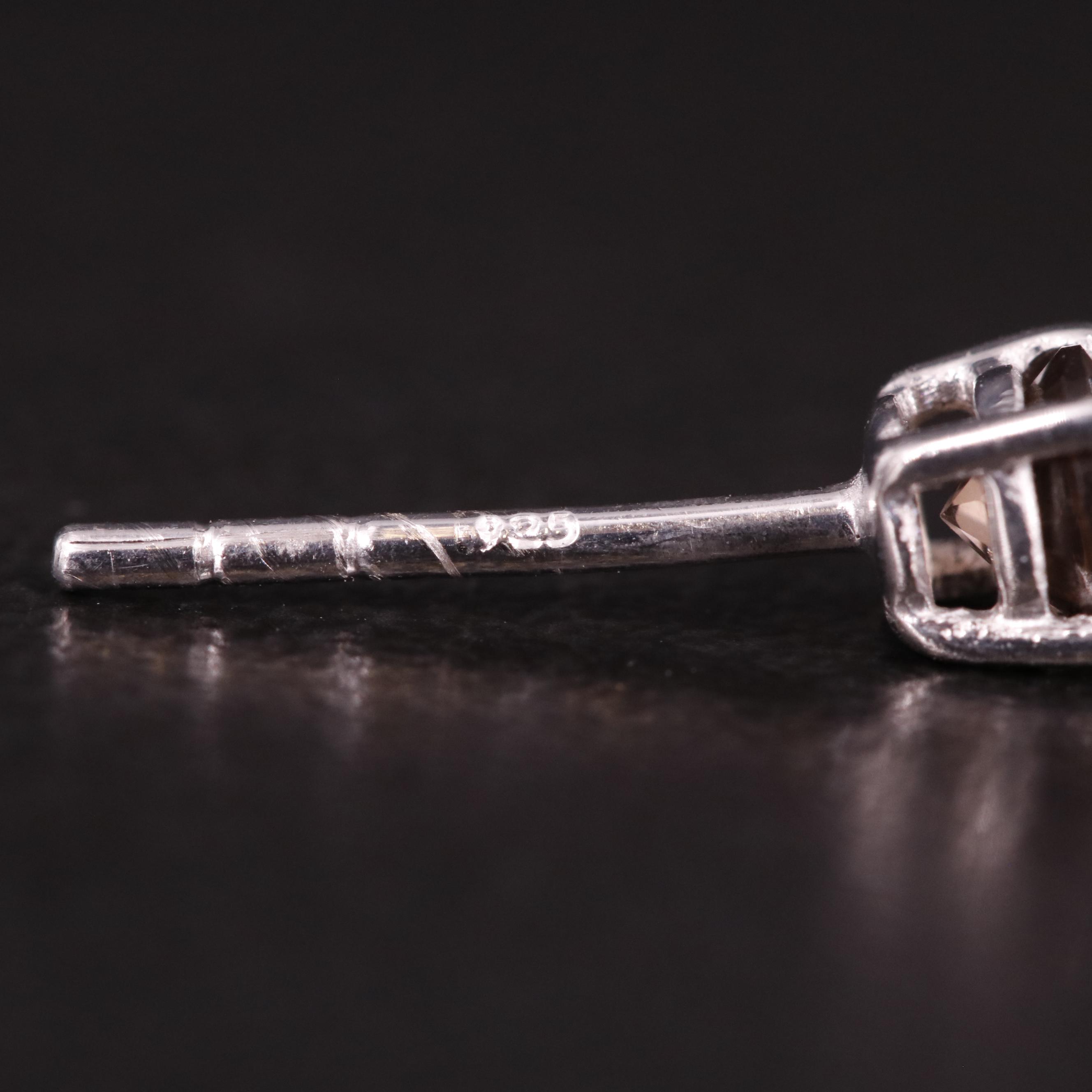 Sterling Smoky Quartz Stud Earrings