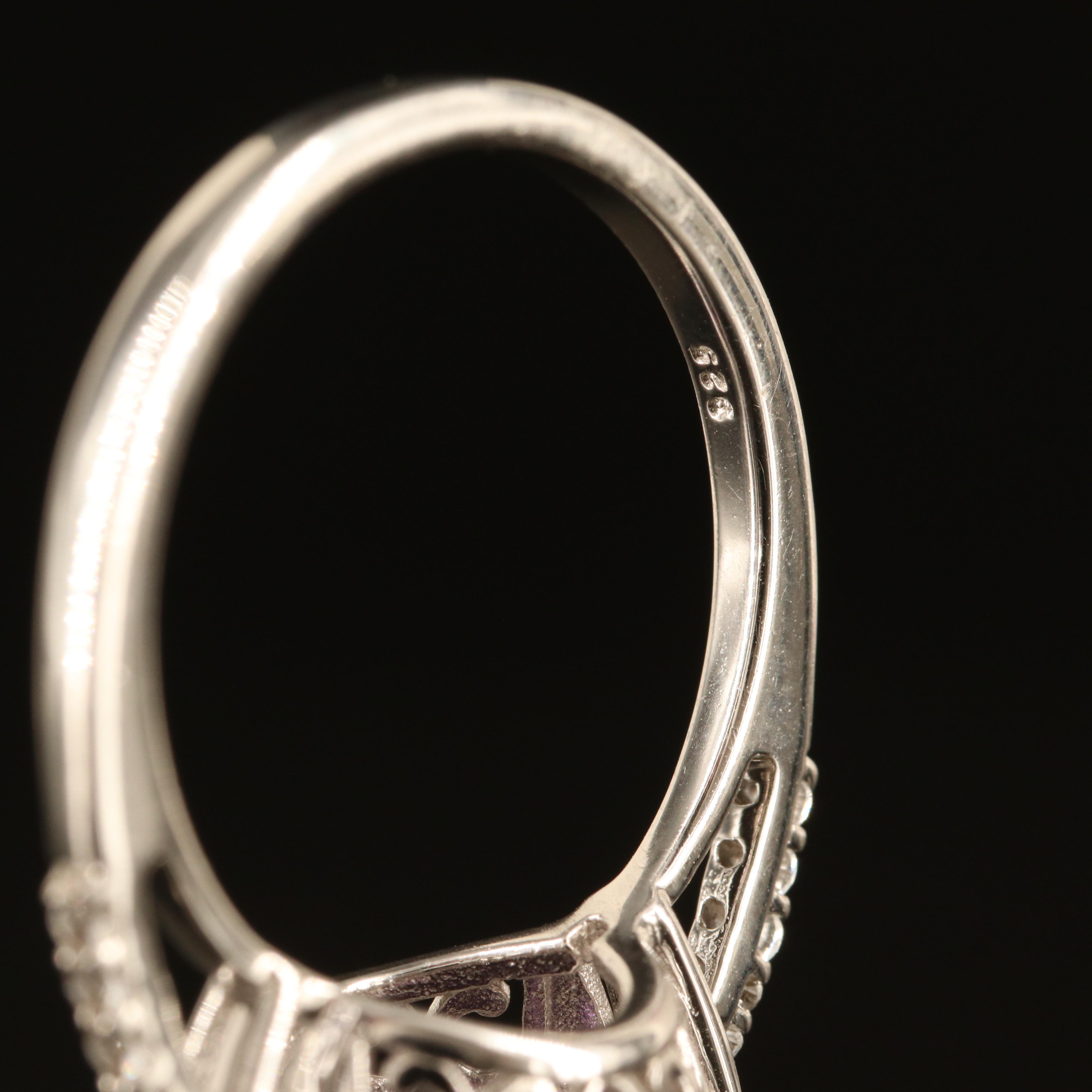 Sterling Amethyst, Garnet and White Sapphire Ring