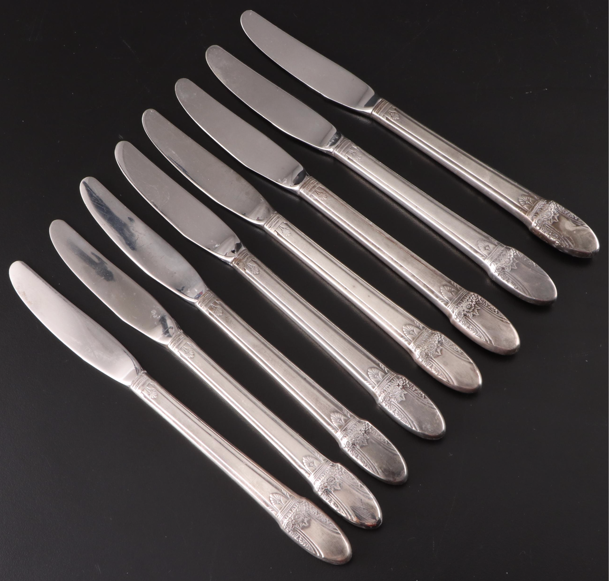 Rogers Bros "First Love" Silver Plate Flatware with Silver Plate Serveware
