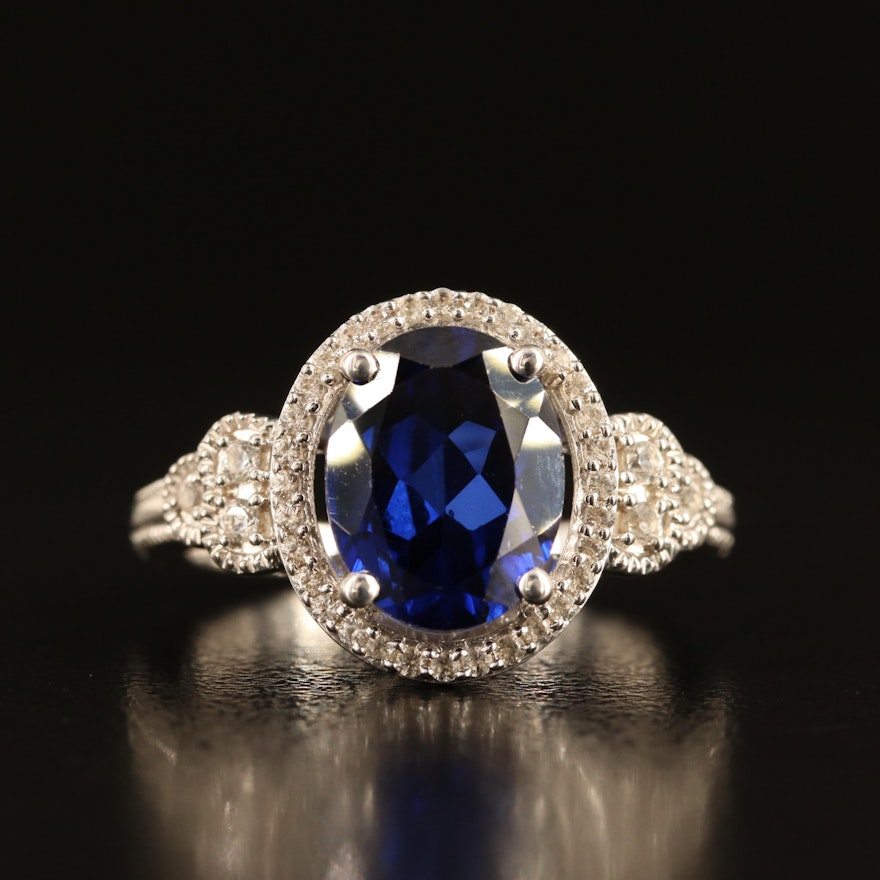 Sterling Sapphire and White Sapphire Ring