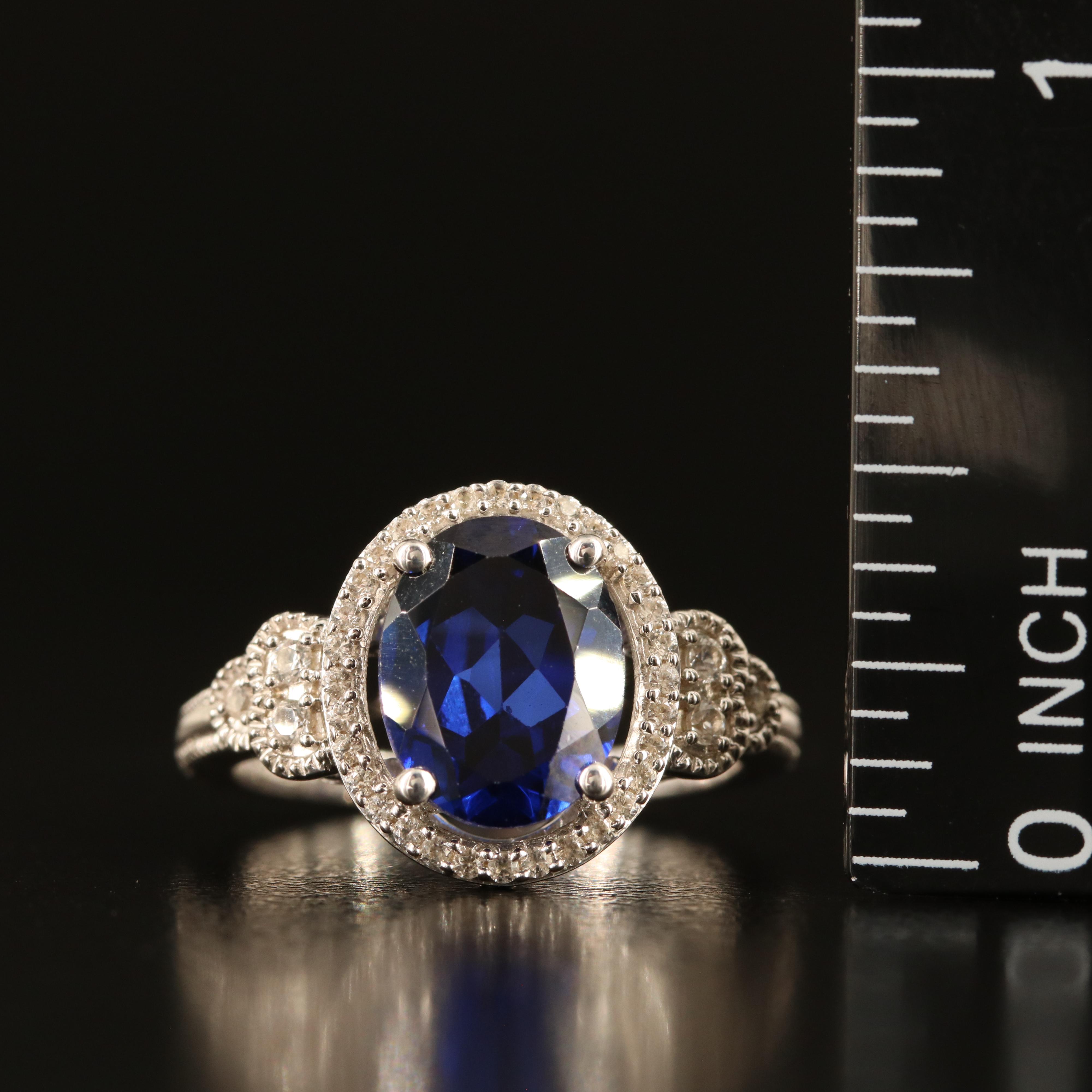Sterling Sapphire and White Sapphire Ring
