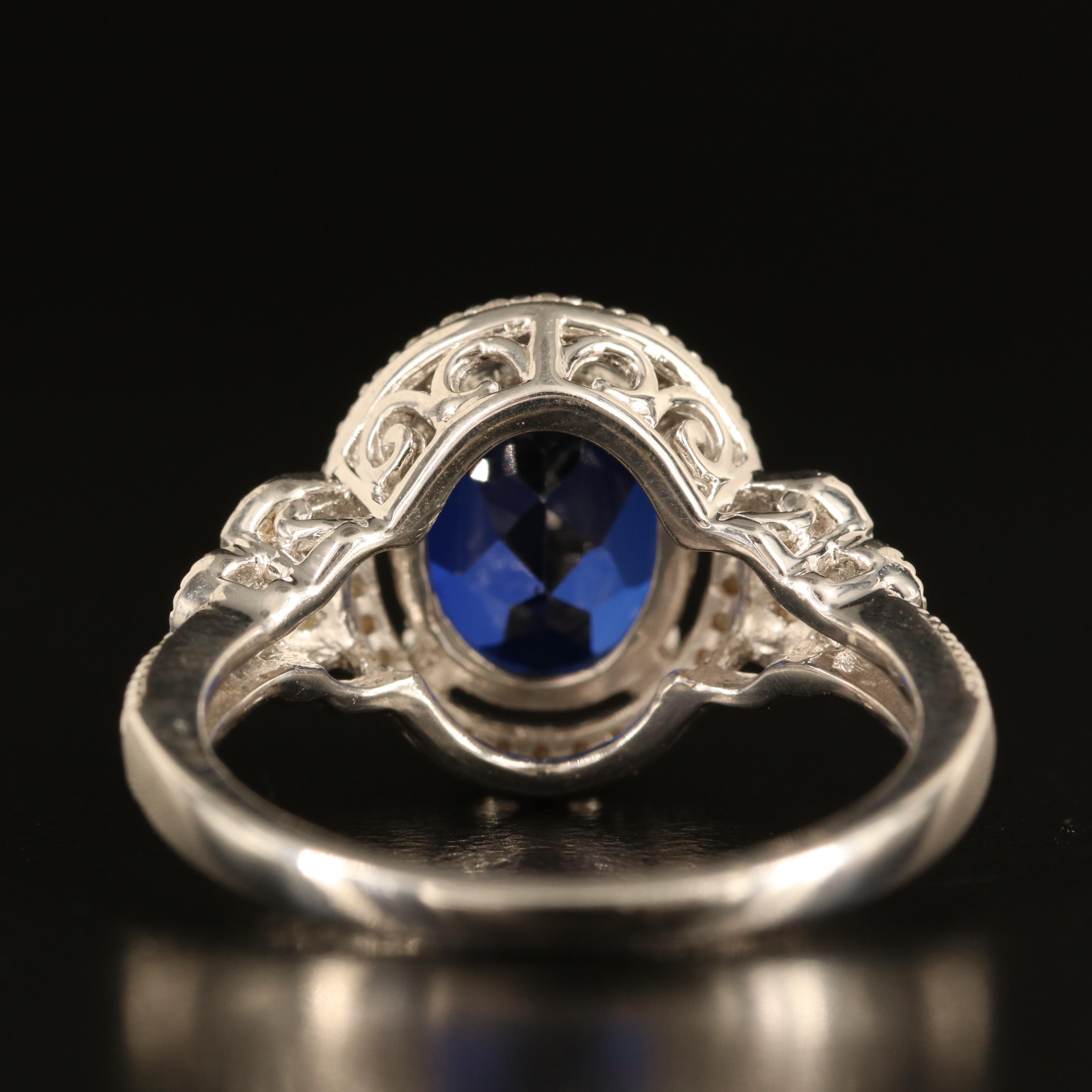 Sterling Sapphire and White Sapphire Ring