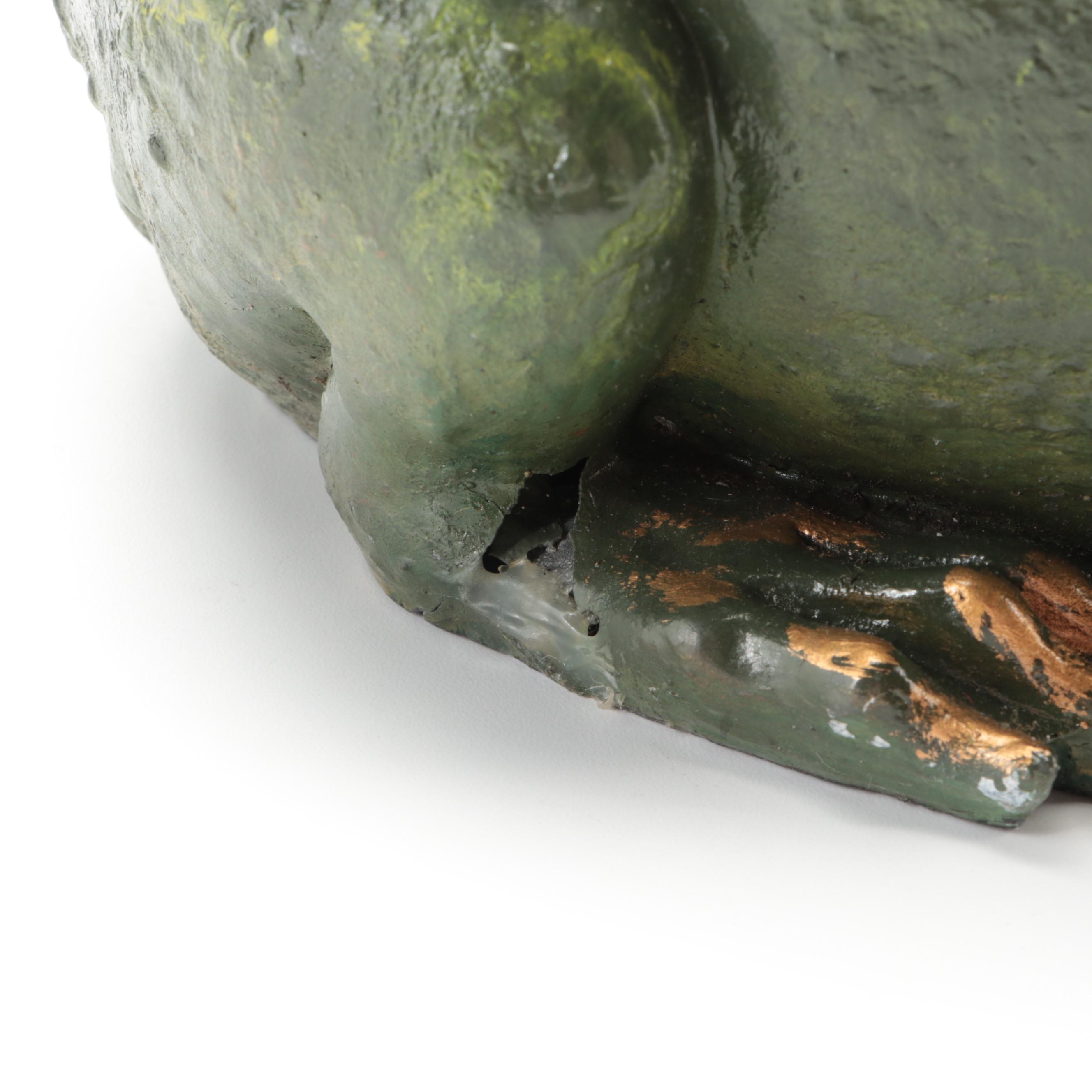 Hand-Painted Composite Toad Sculpture
