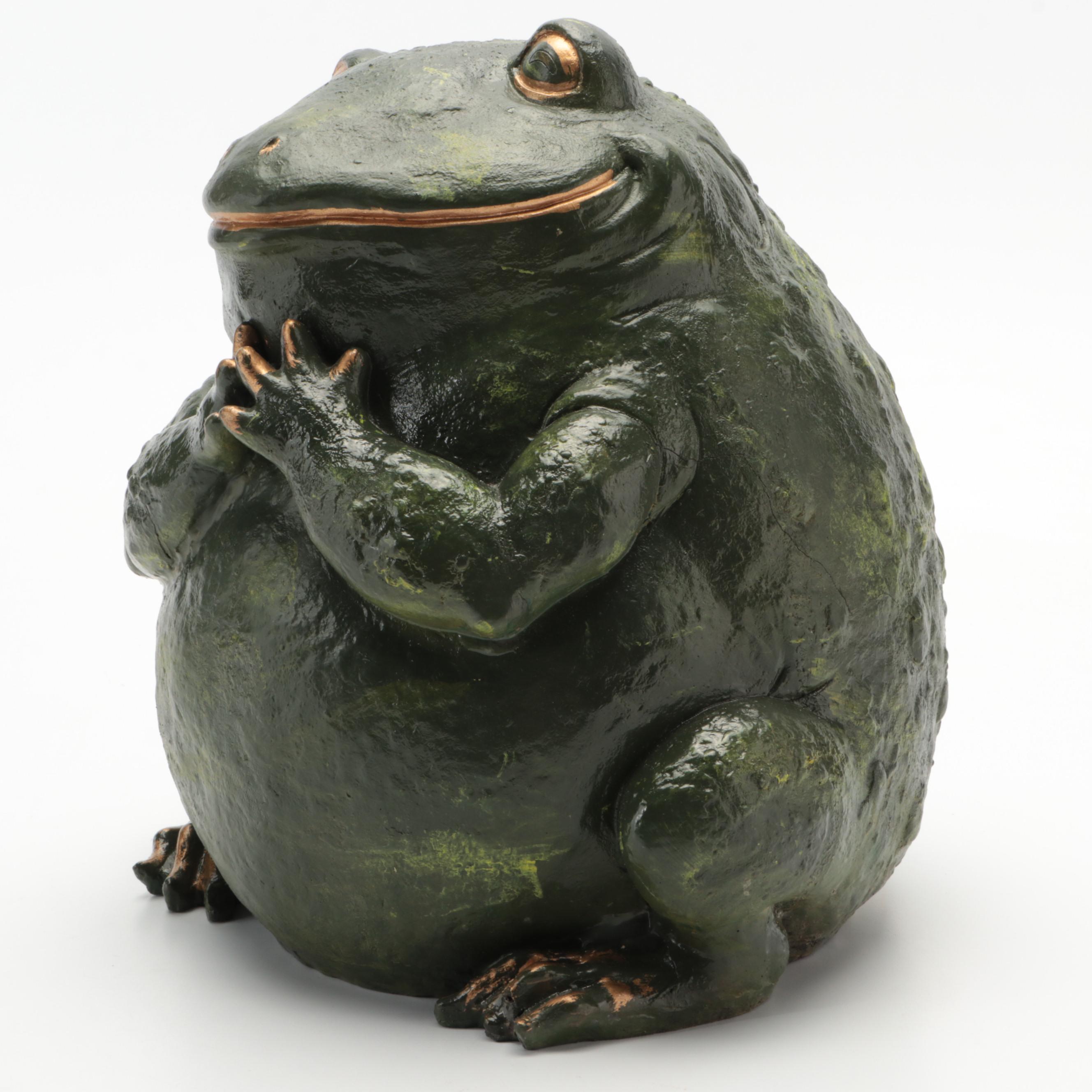 Hand-Painted Composite Toad Sculpture