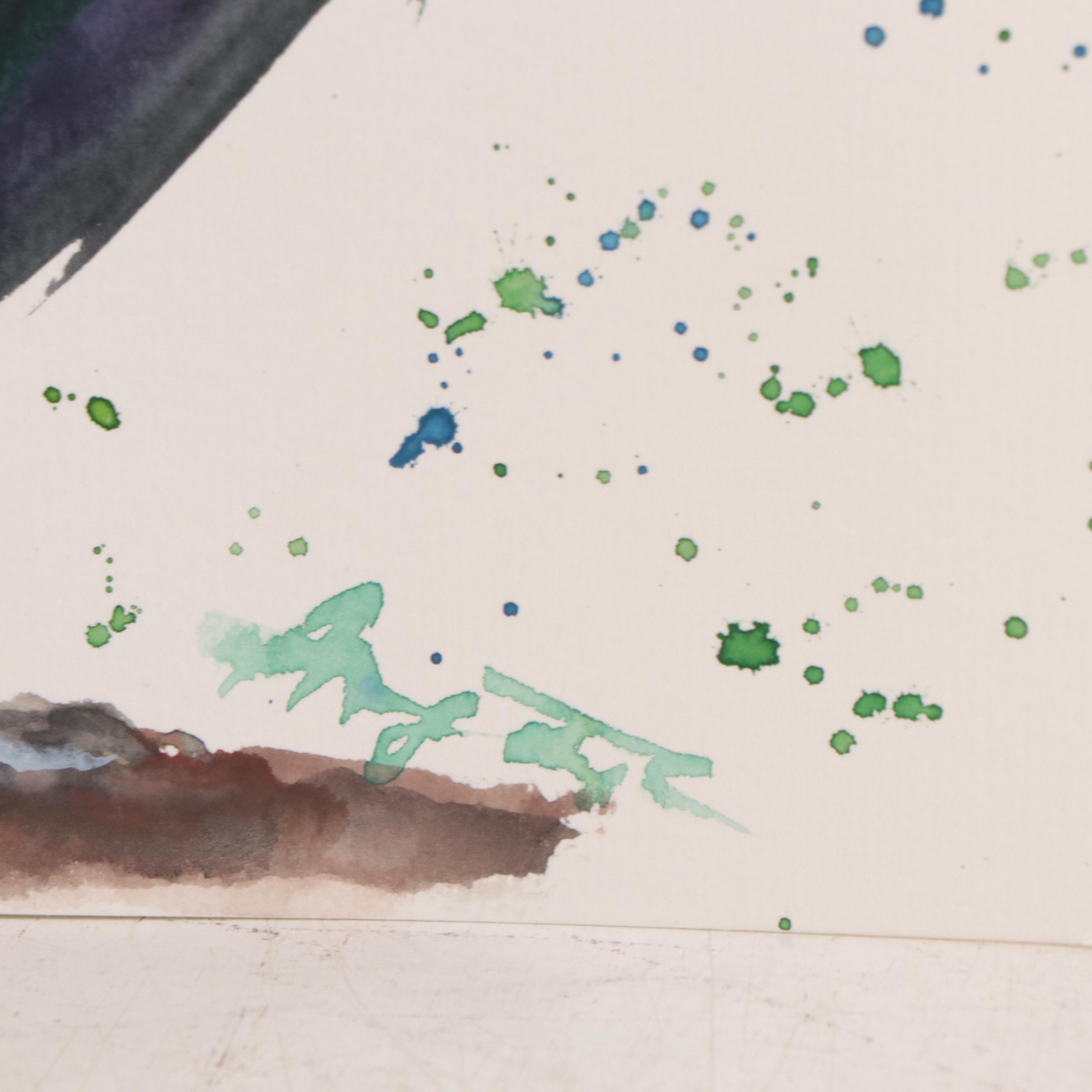 Anne Gorywine Watercolor Painting of Peacock, 21st Century