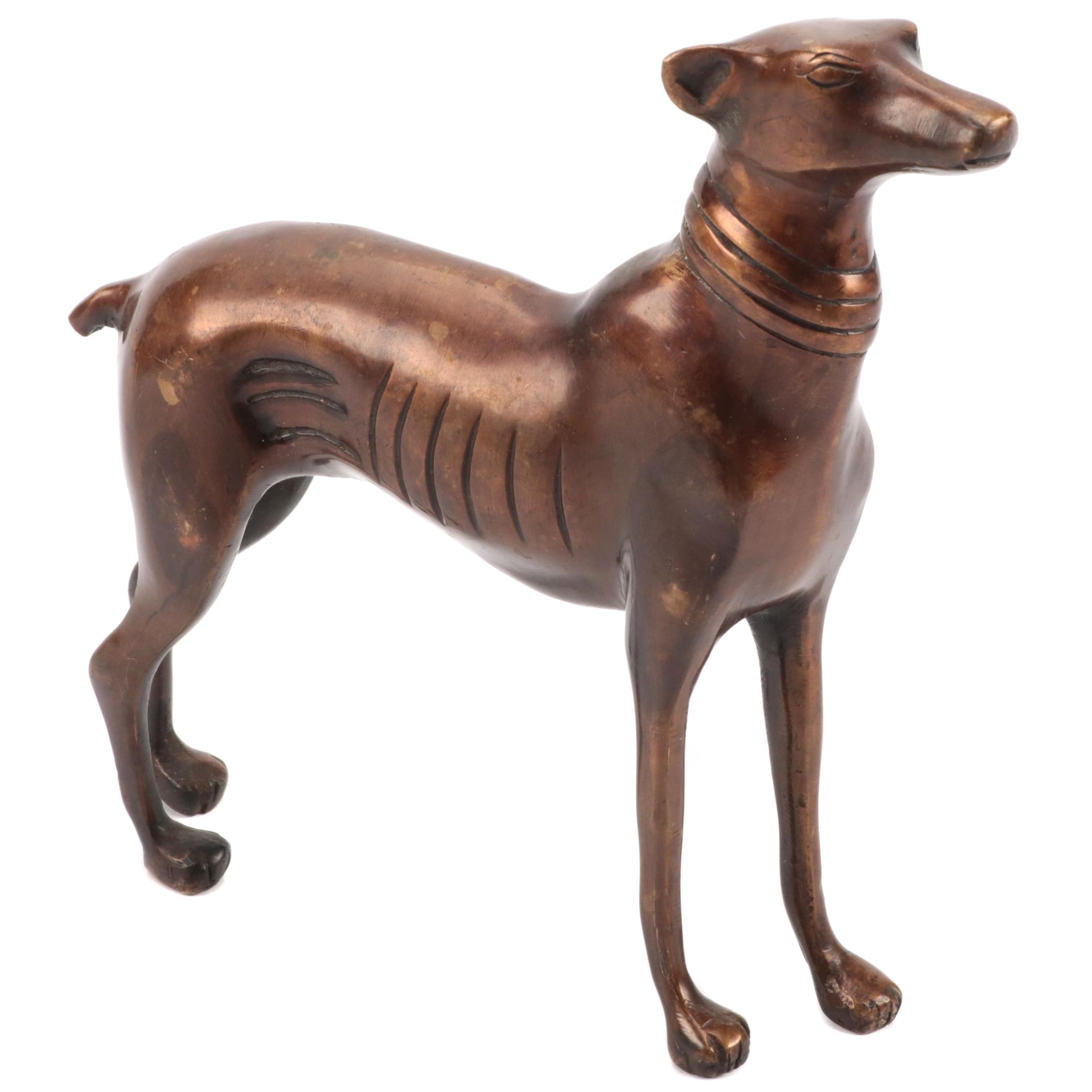 Bronze-Patinated Brass Figure of a Whippet