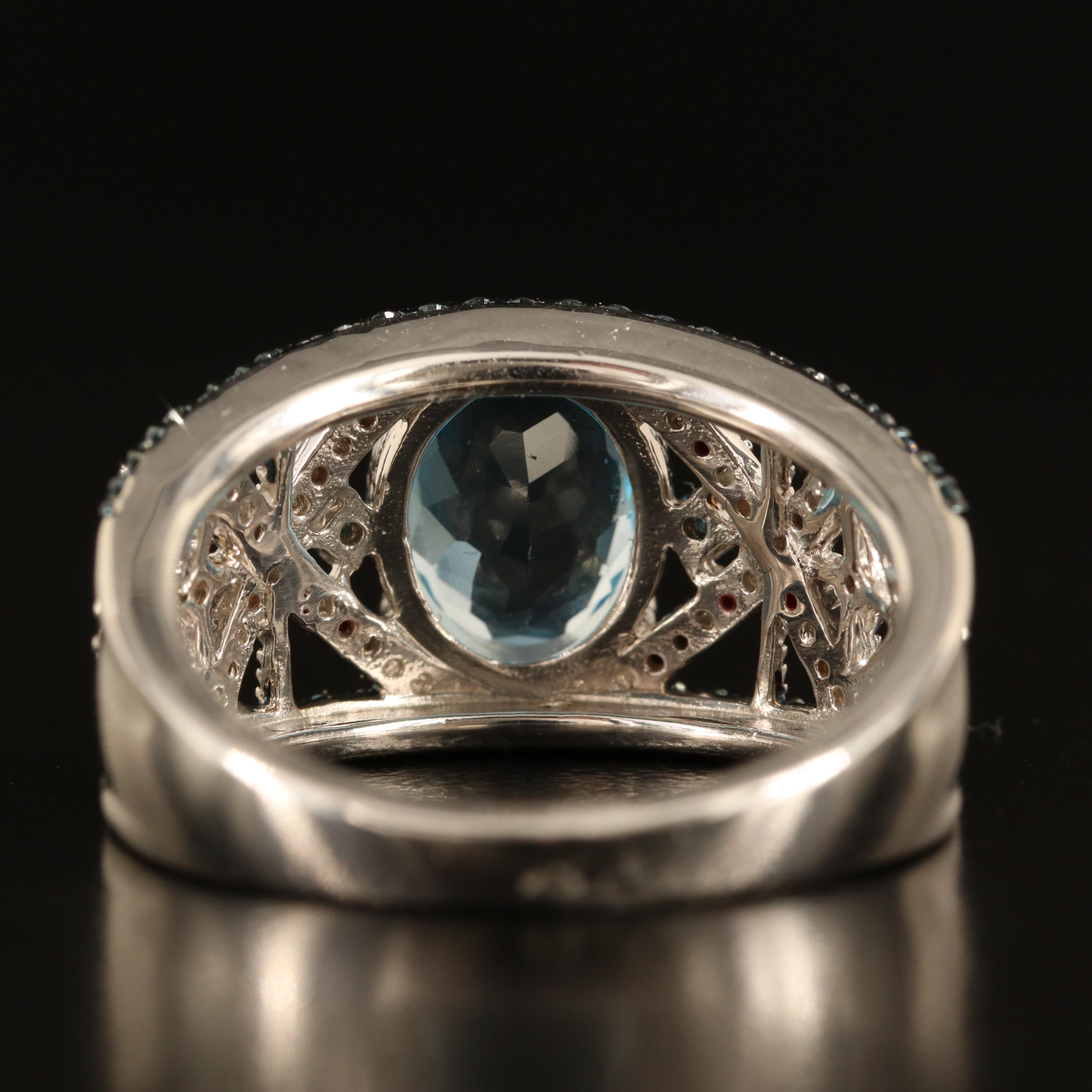 Sterling Swiss Blue Topaz and Diamond Ring