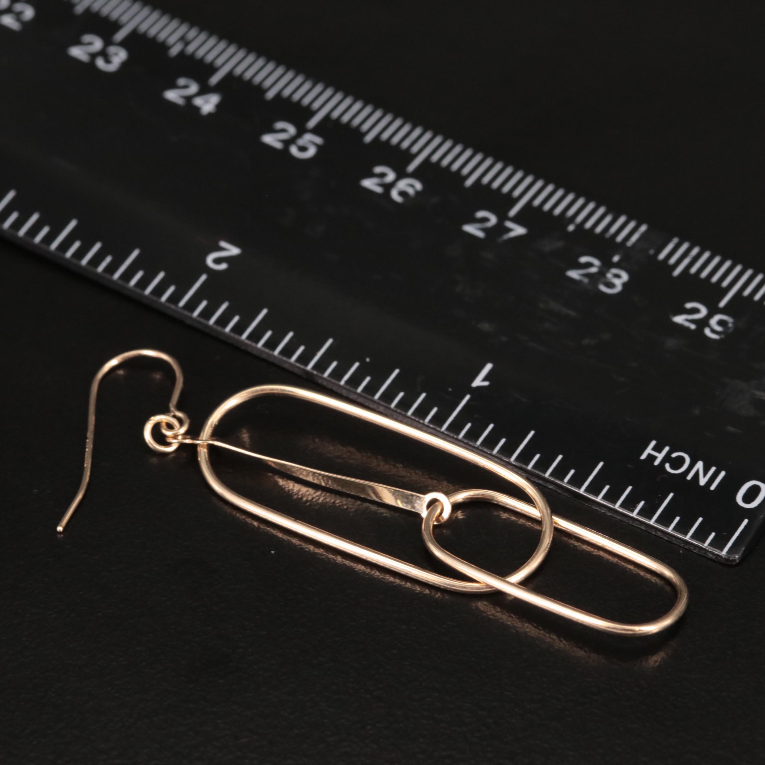 14K Double Oval Hoop Dangle Earrings