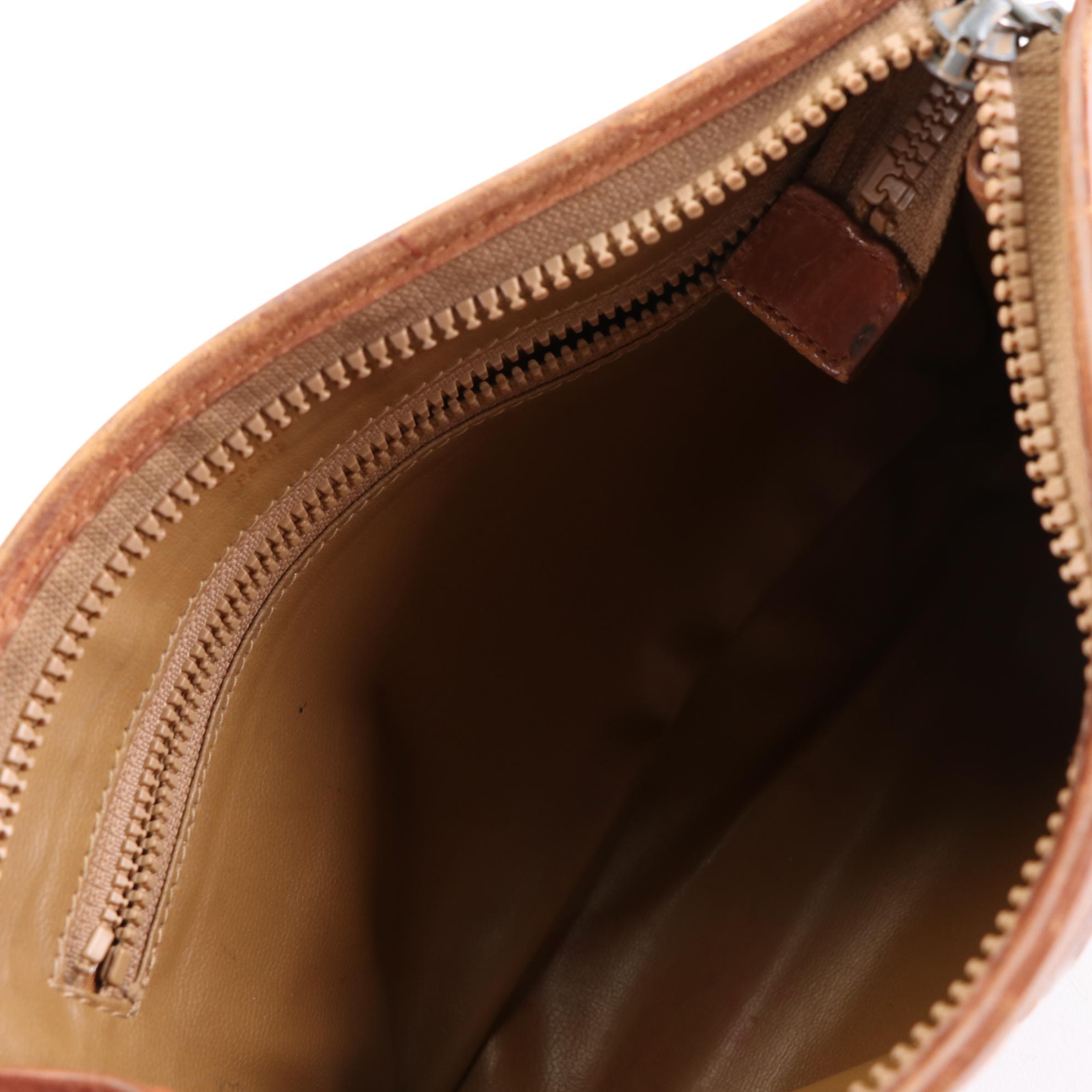 Celine Macadam Coated Canvas Pouch with Leather Trim