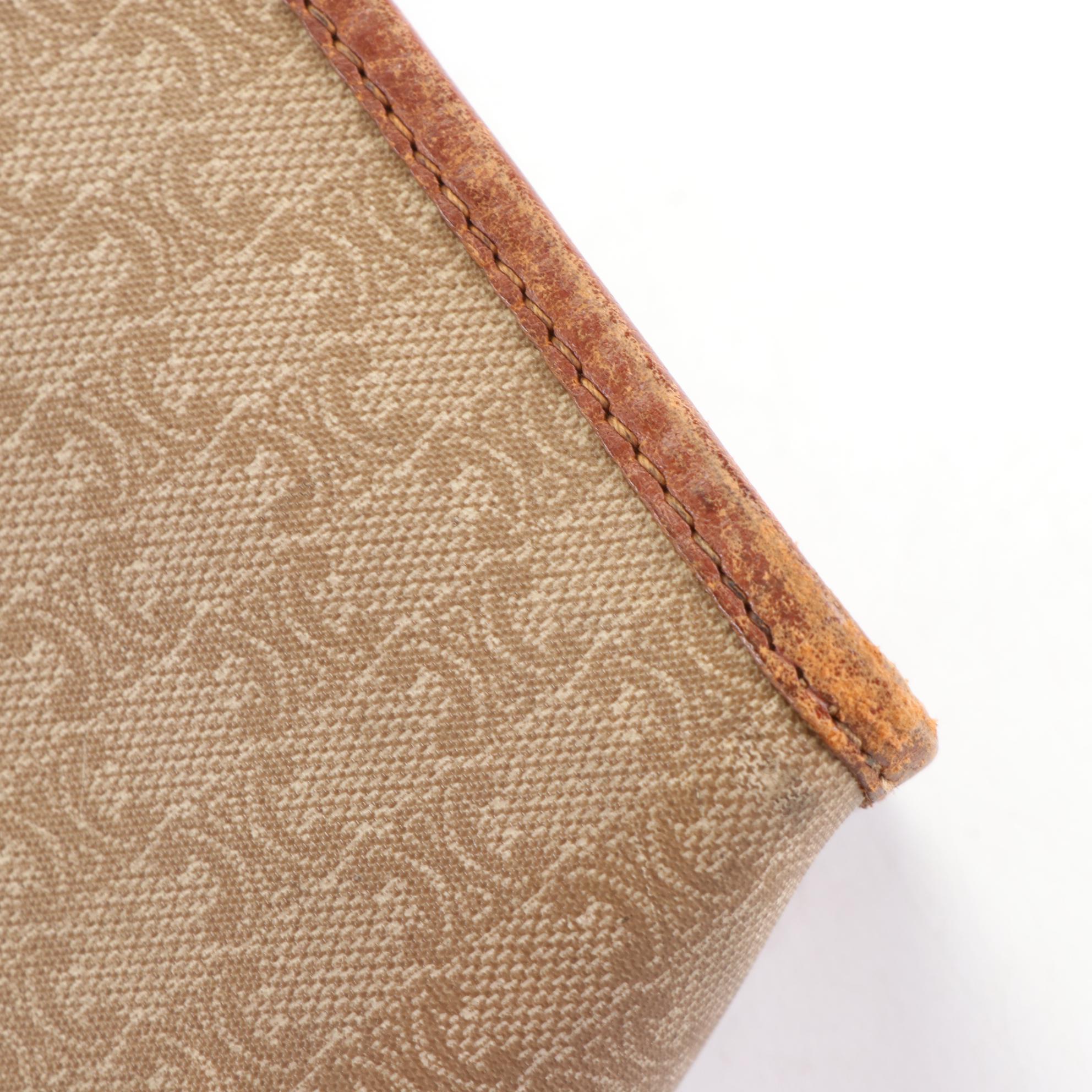 Celine Macadam Coated Canvas Pouch with Leather Trim