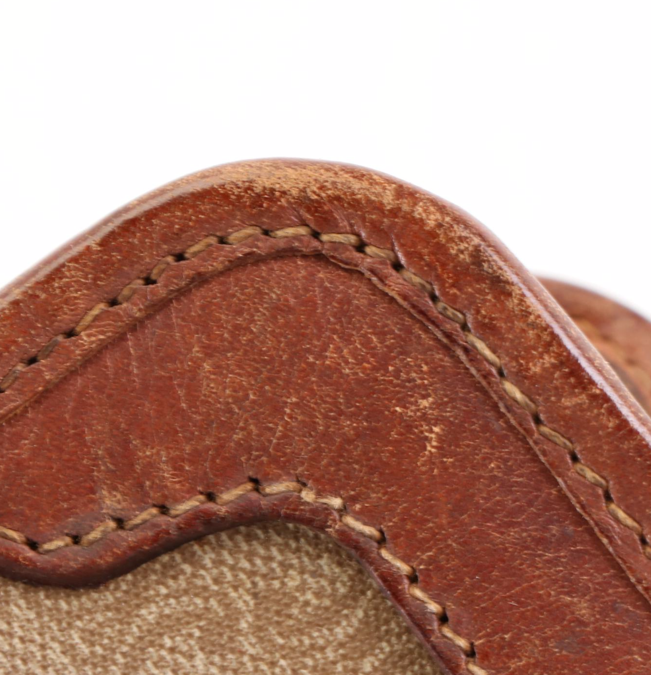 Celine Macadam Coated Canvas Pouch with Leather Trim