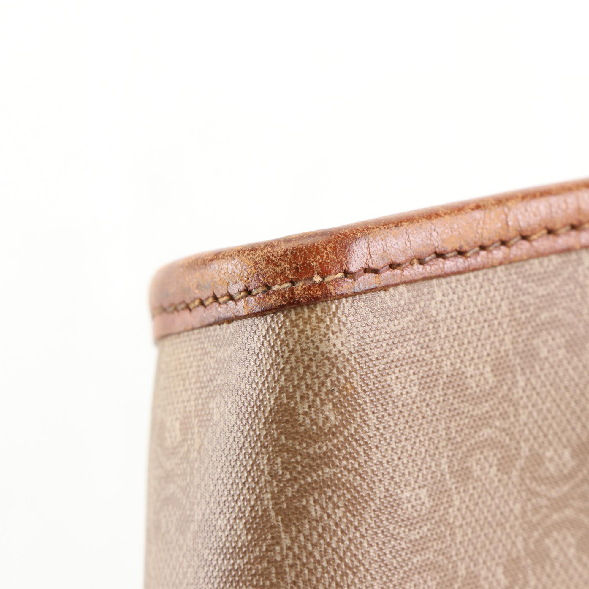 Celine Macadam Coated Canvas Pouch with Leather Trim