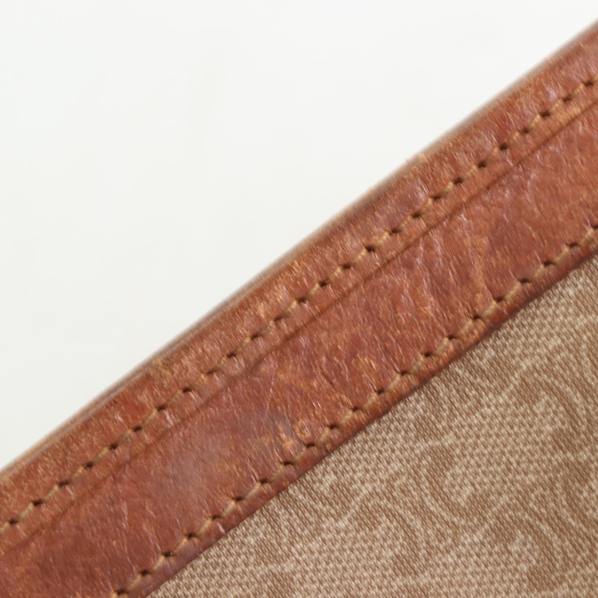 Celine Macadam Coated Canvas Pouch with Leather Trim