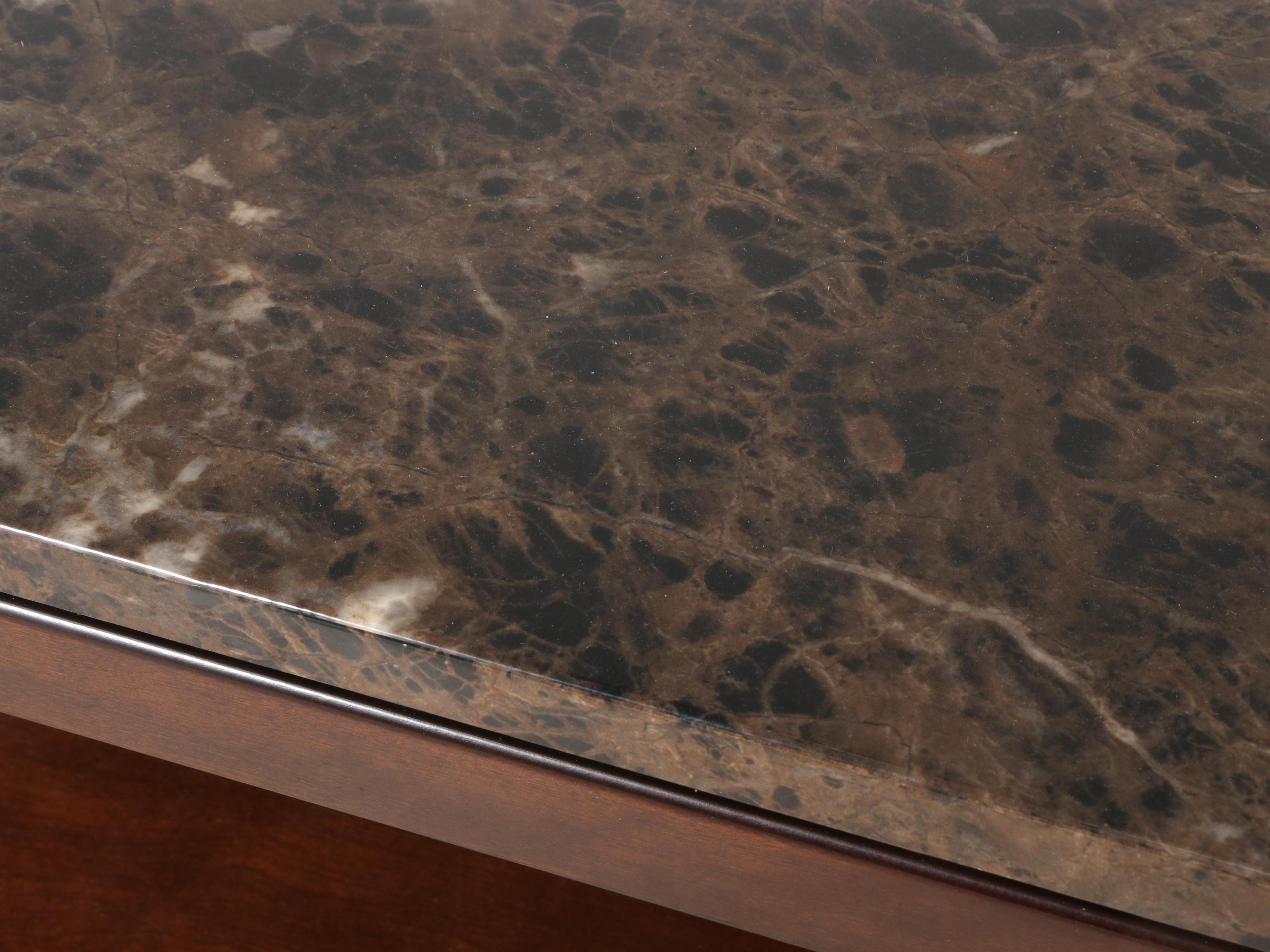 Standard Furniture "Bella" Faux-Marble Coffee Table in Deep Brown Finish