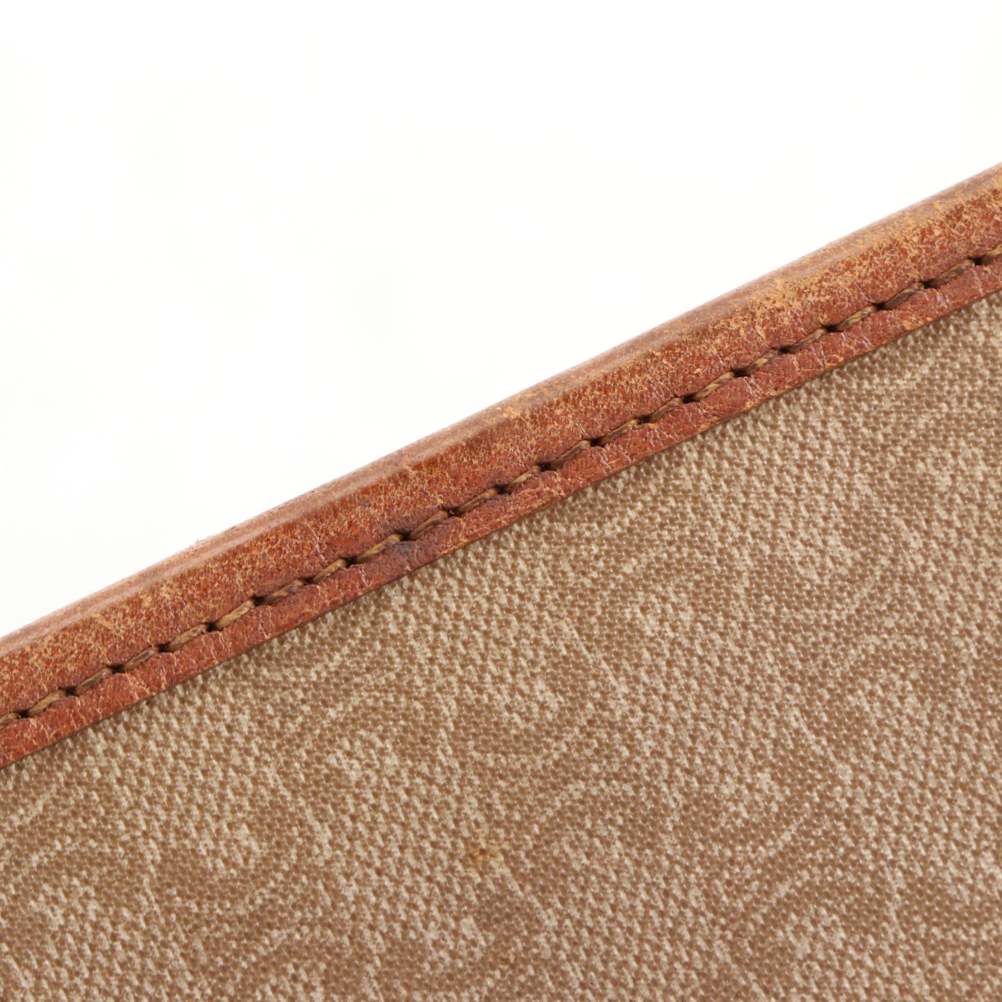 Celine Macadam Coated Canvas Pouch with Leather Trim