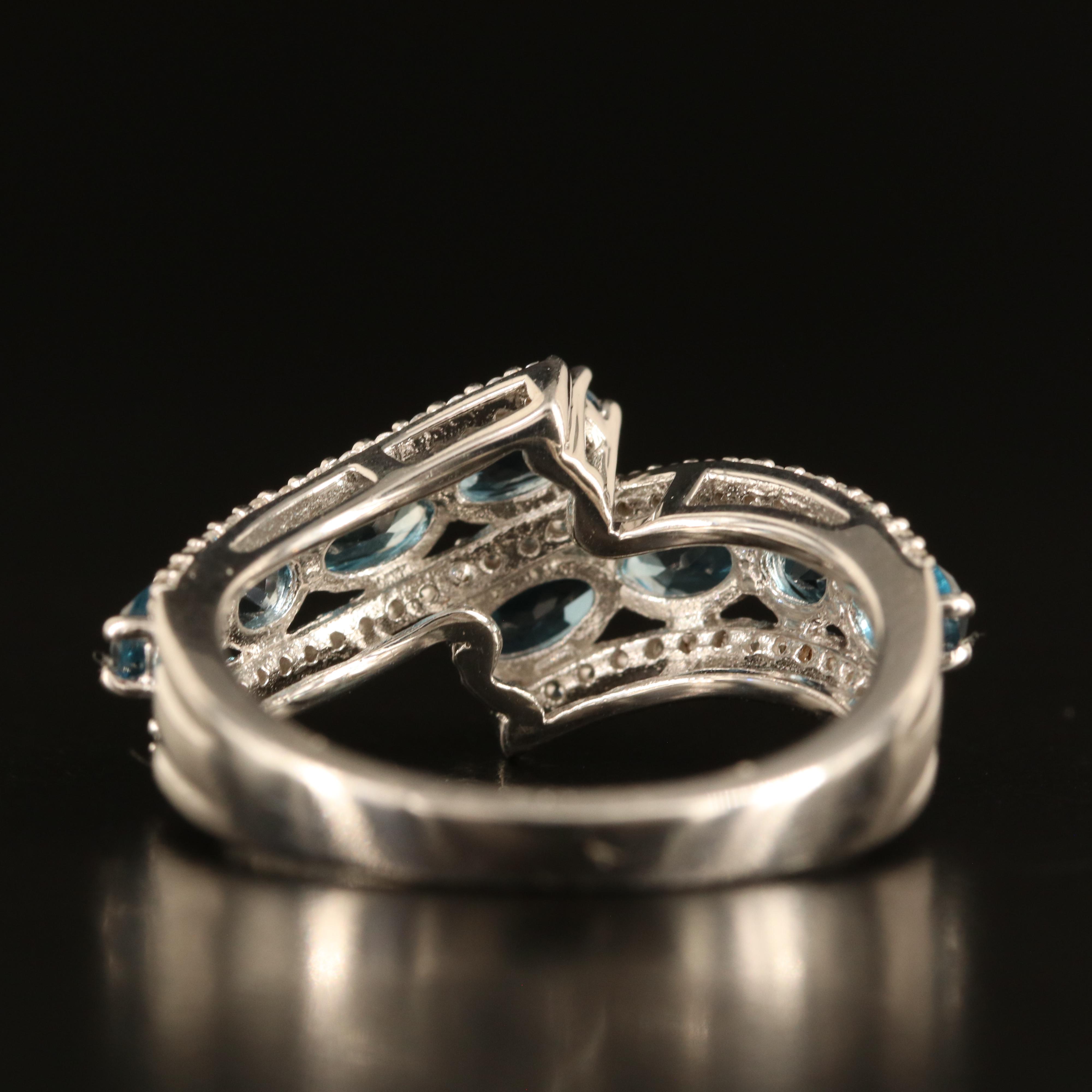 Sterling Topaz and White Sapphire Bypass Ring