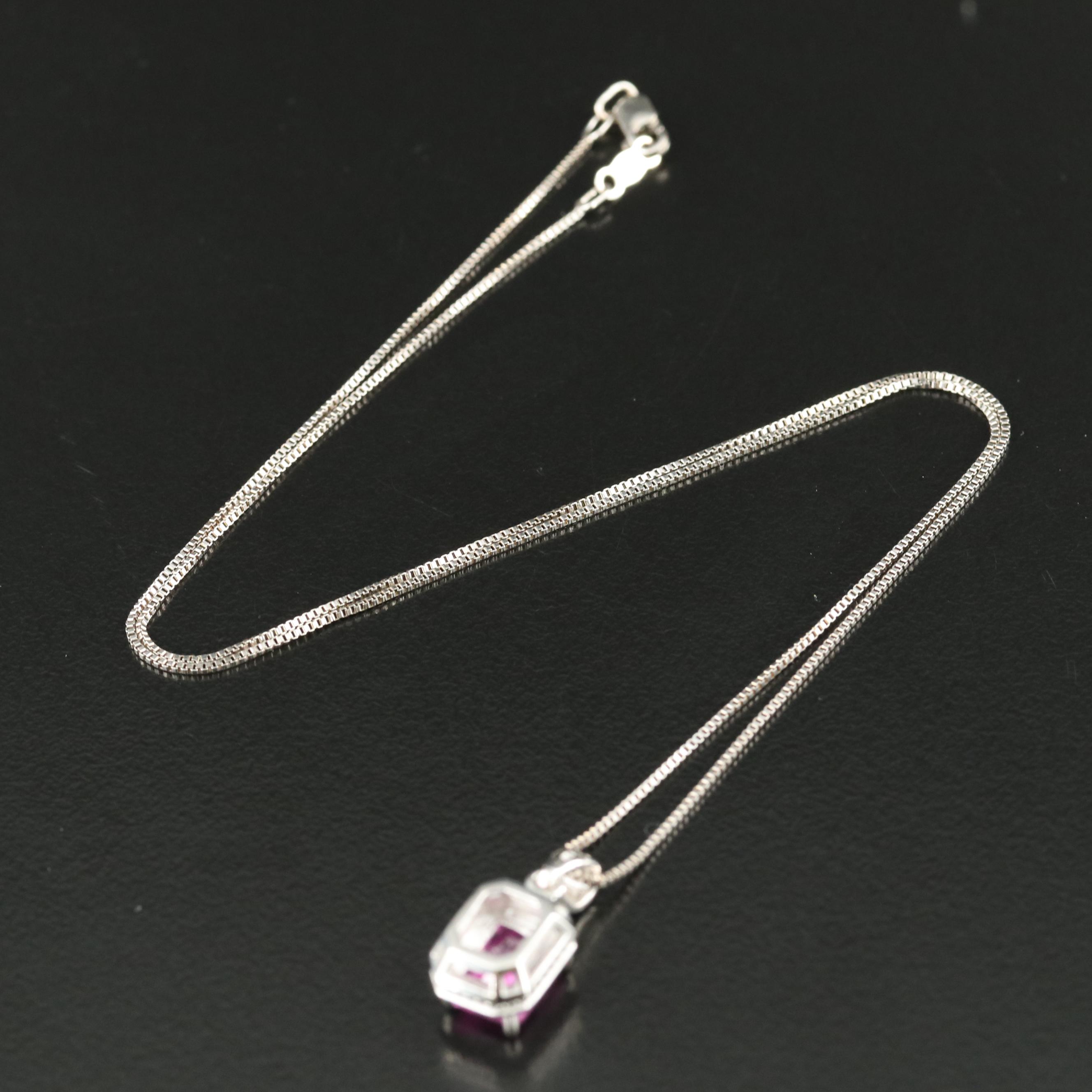 Sterling Sapphire Pendant Necklace