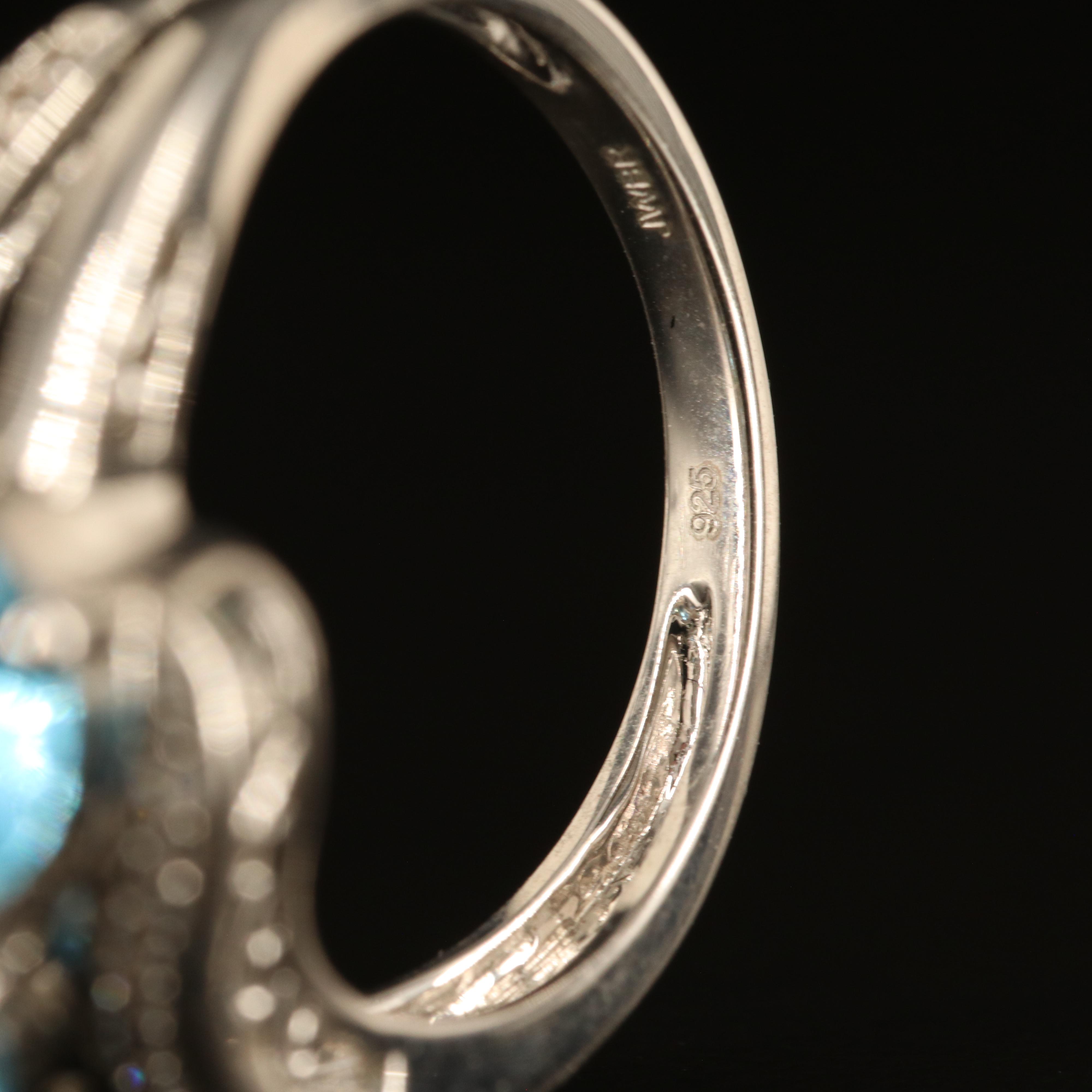 Sterling Swiss Blue Topaz and White Sapphire Ring