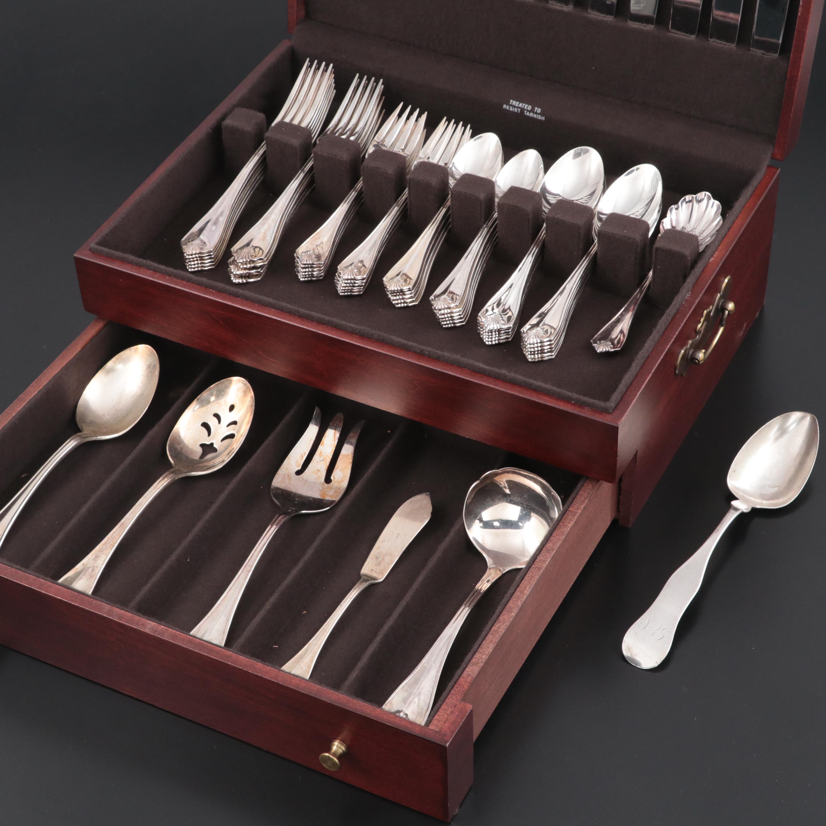 Oneida "King James" Silver Plate Flatware and Serving Utensils