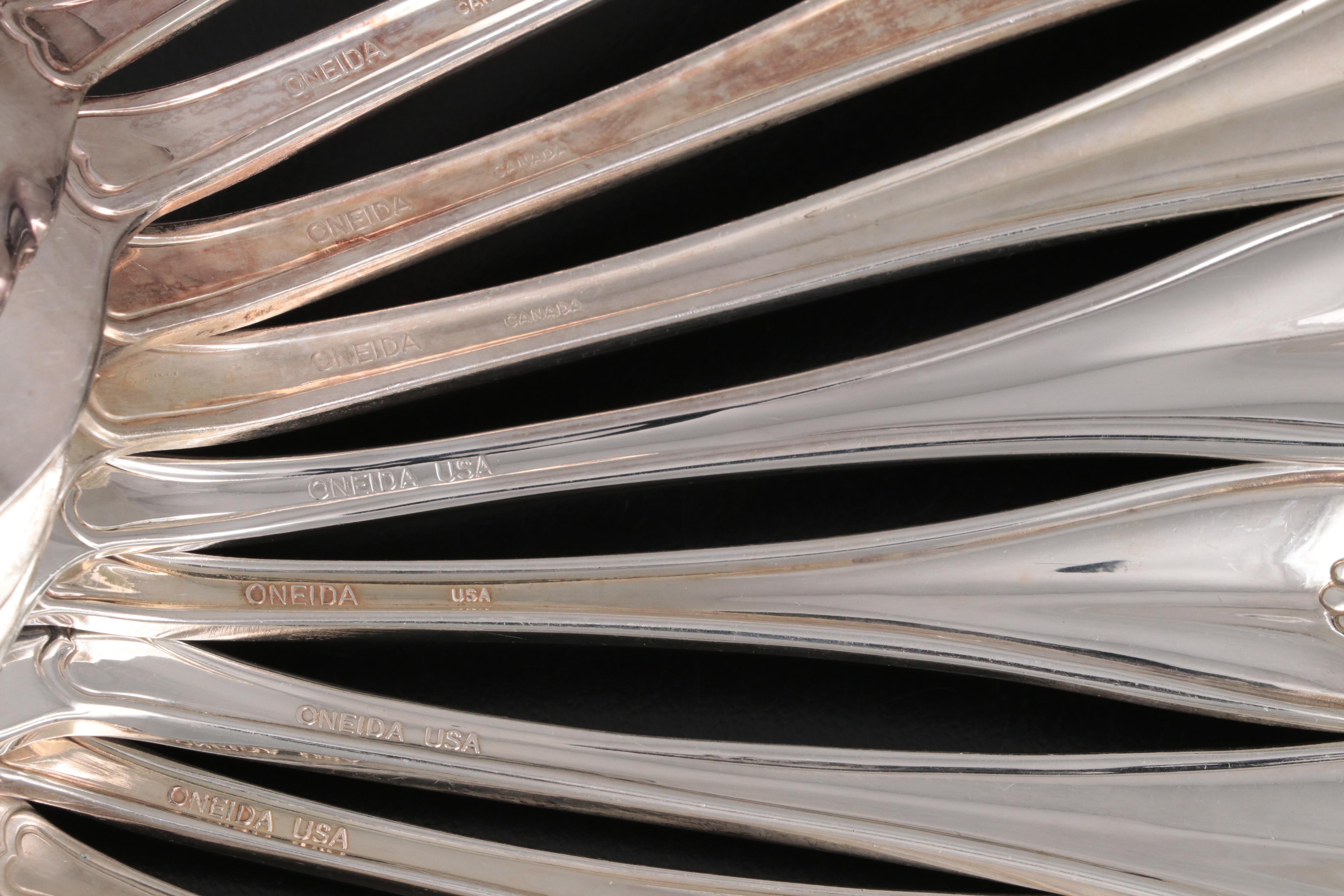 Oneida "King James" Silver Plate Flatware and Serving Utensils