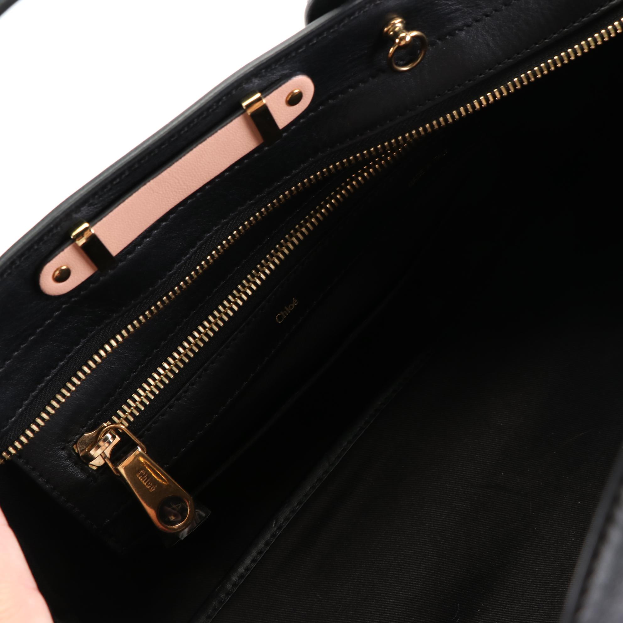 Chloé Alice Convertible Handbag in Bicolor Goatskin-Calfskin Leather with Strap