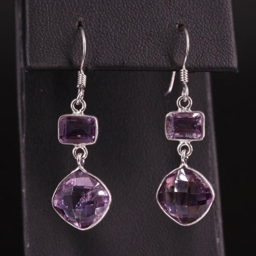 Sterling Amethyst Drop Earrings