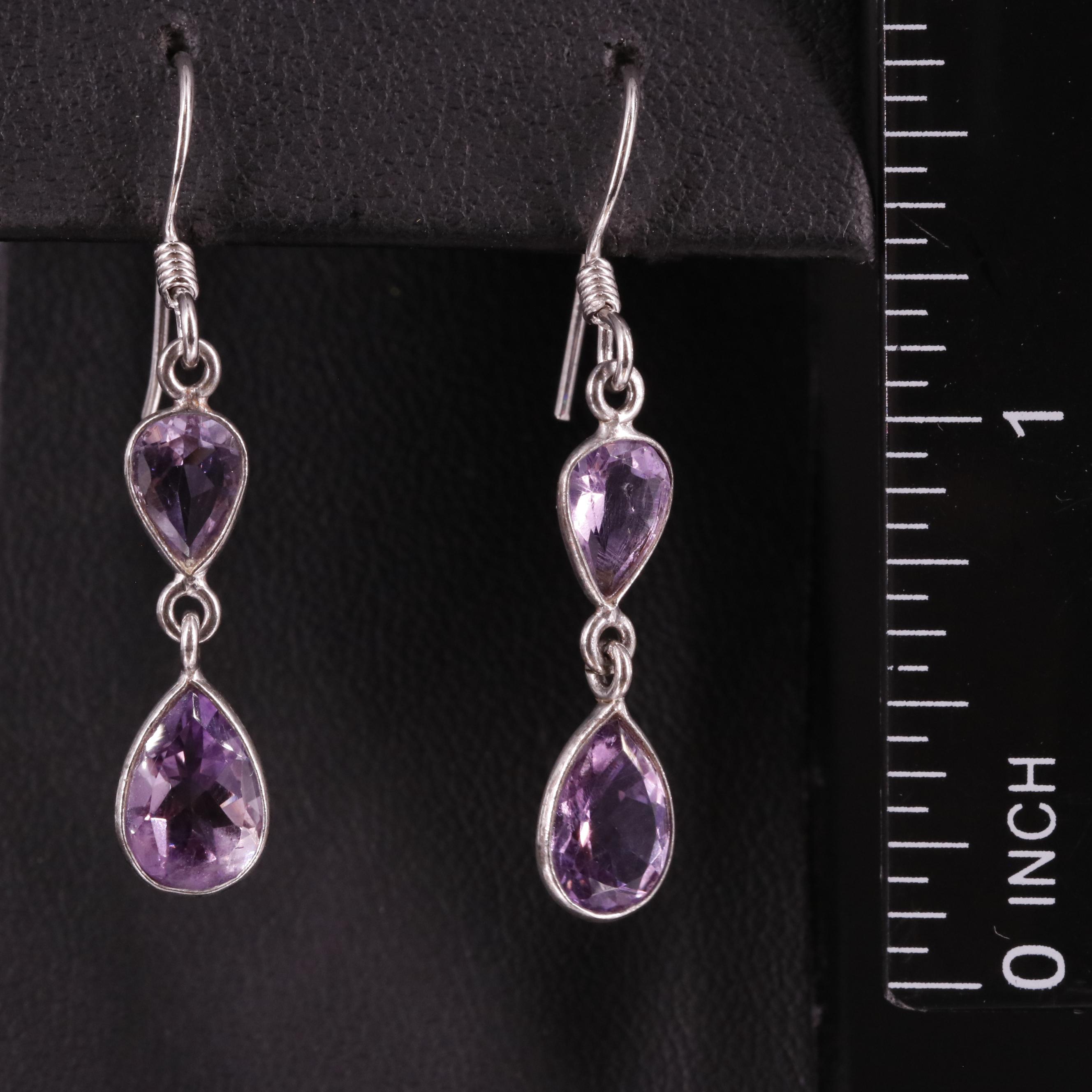 Sterling Amethyst Tear Drop Earrings