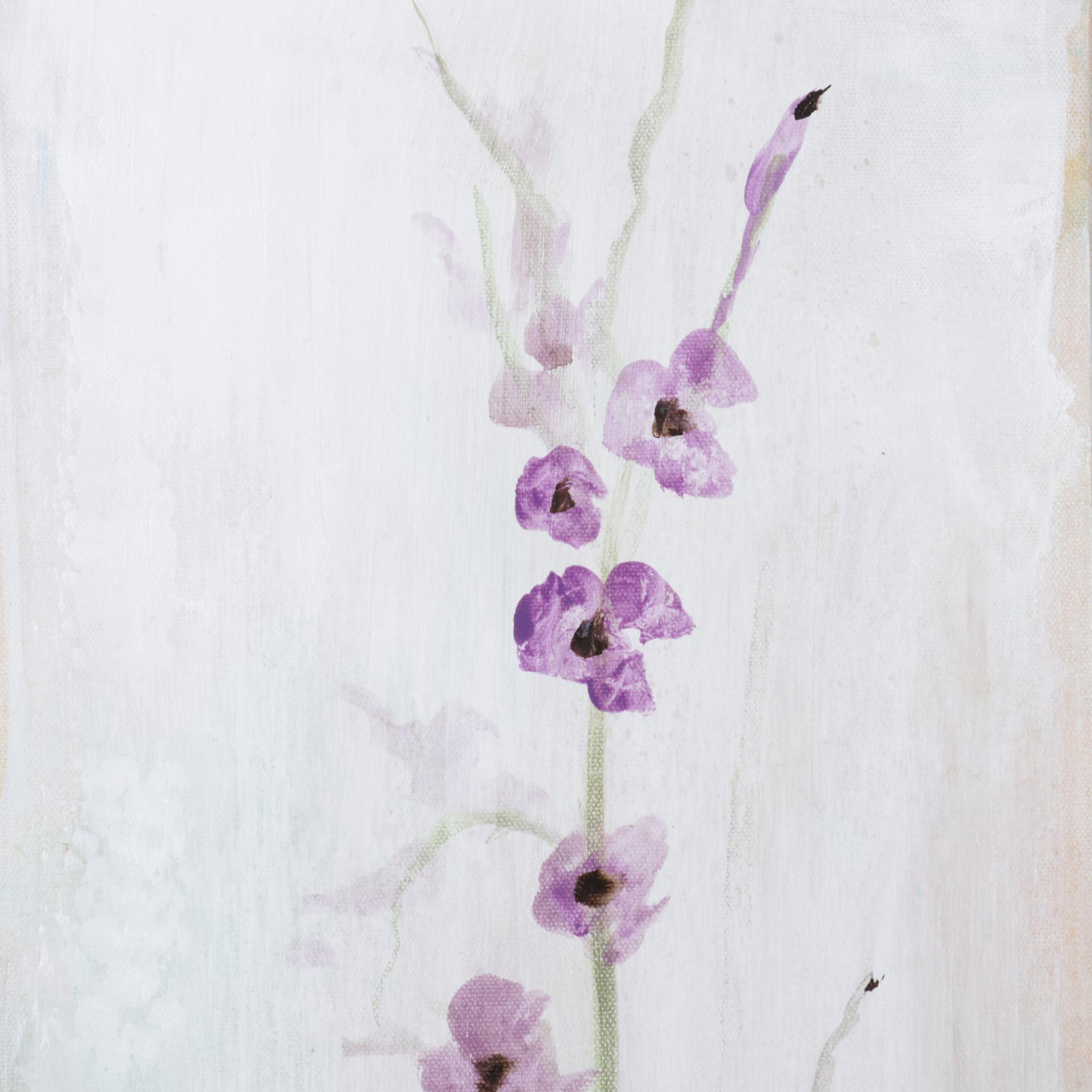 Farshad Lanjani Acrylic Painting of Purple Flowers, 21st Century