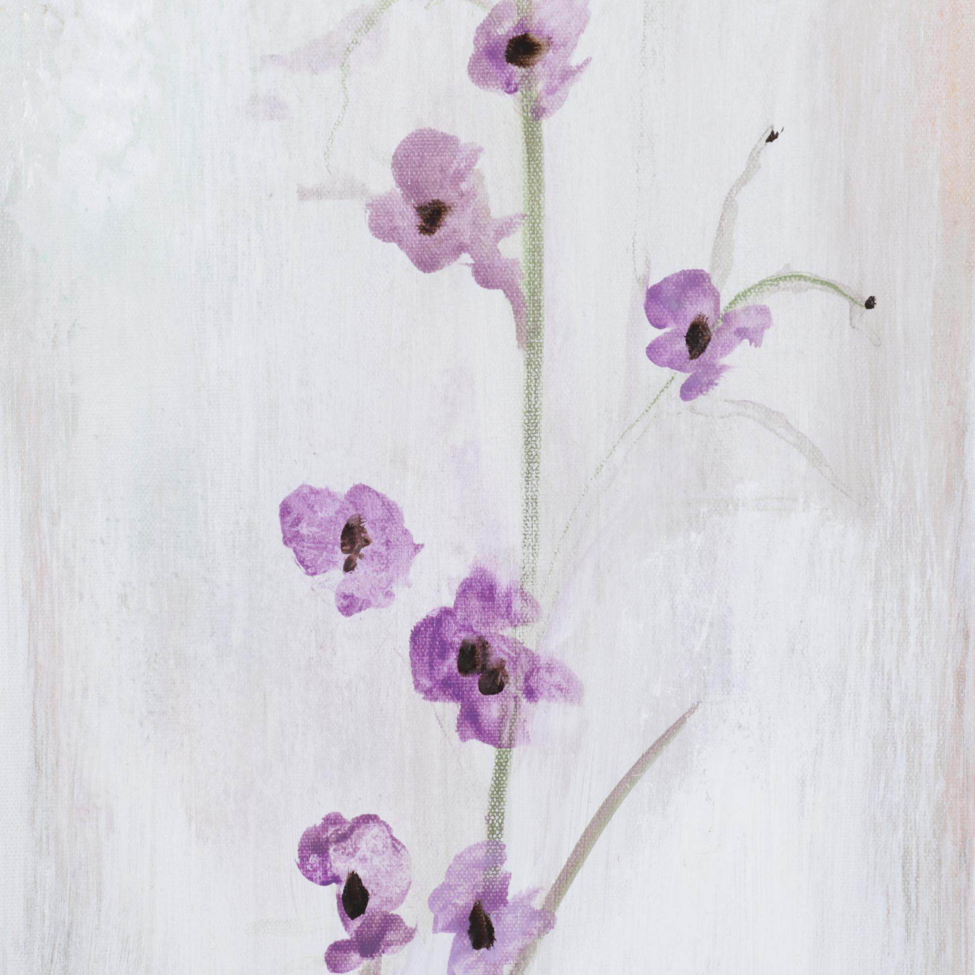 Farshad Lanjani Acrylic Painting of Purple Flowers, 21st Century