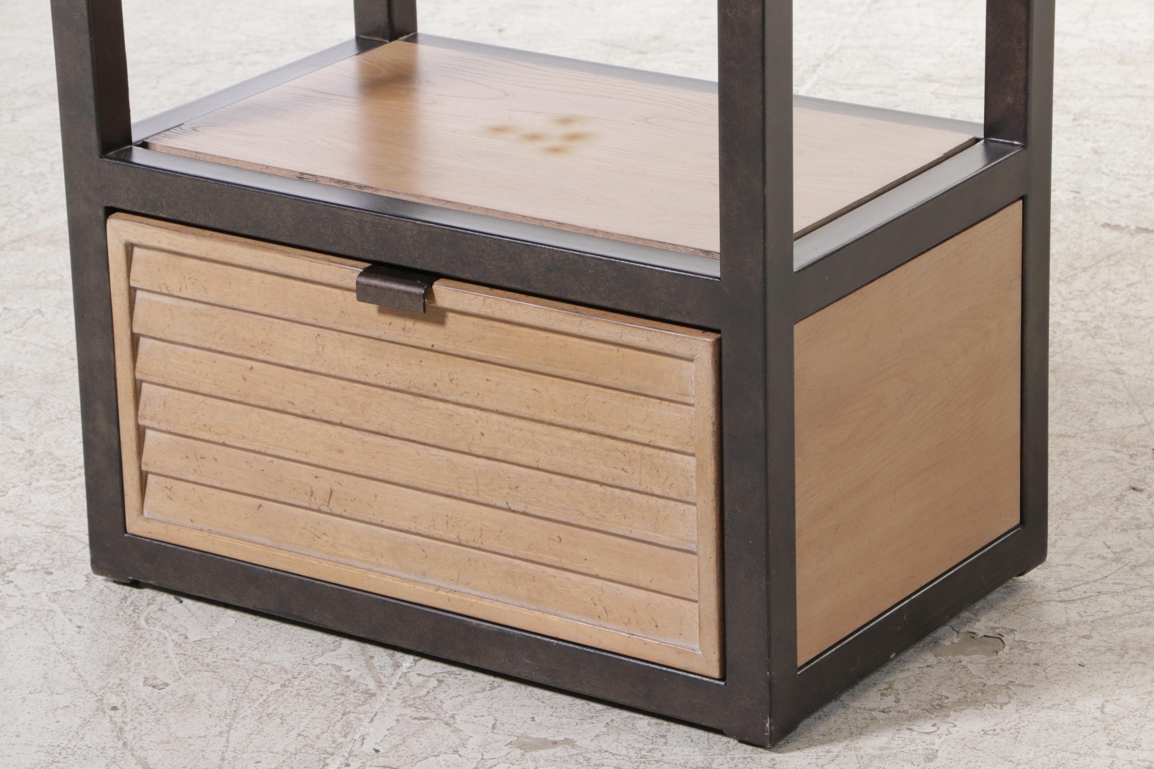 Lexington "Monterey Sands" Elm and Bronze-Patinated Metal Shelving Tower