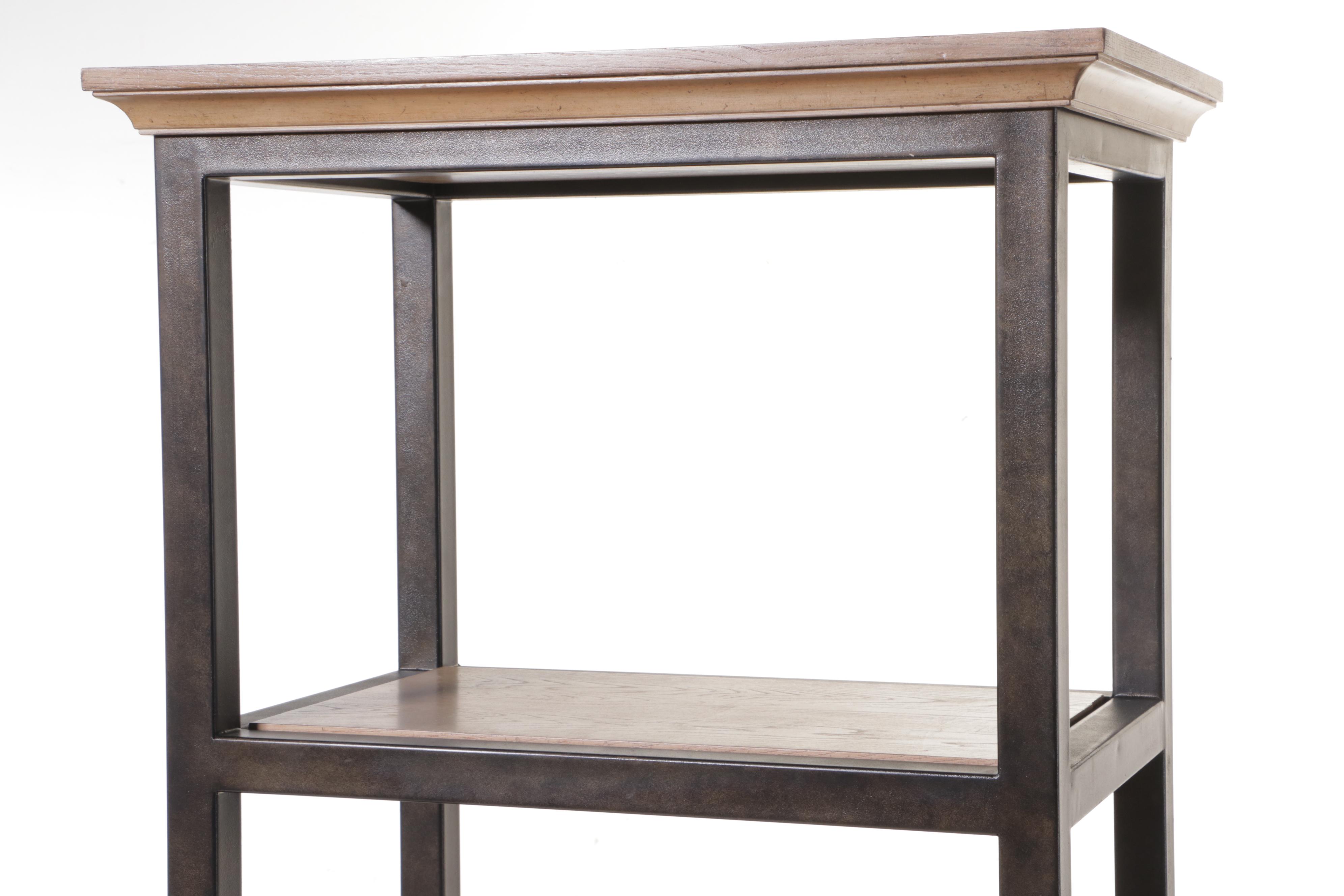 Lexington "Monterey Sands" Elm and Bronze-Patinated Metal Shelving Tower