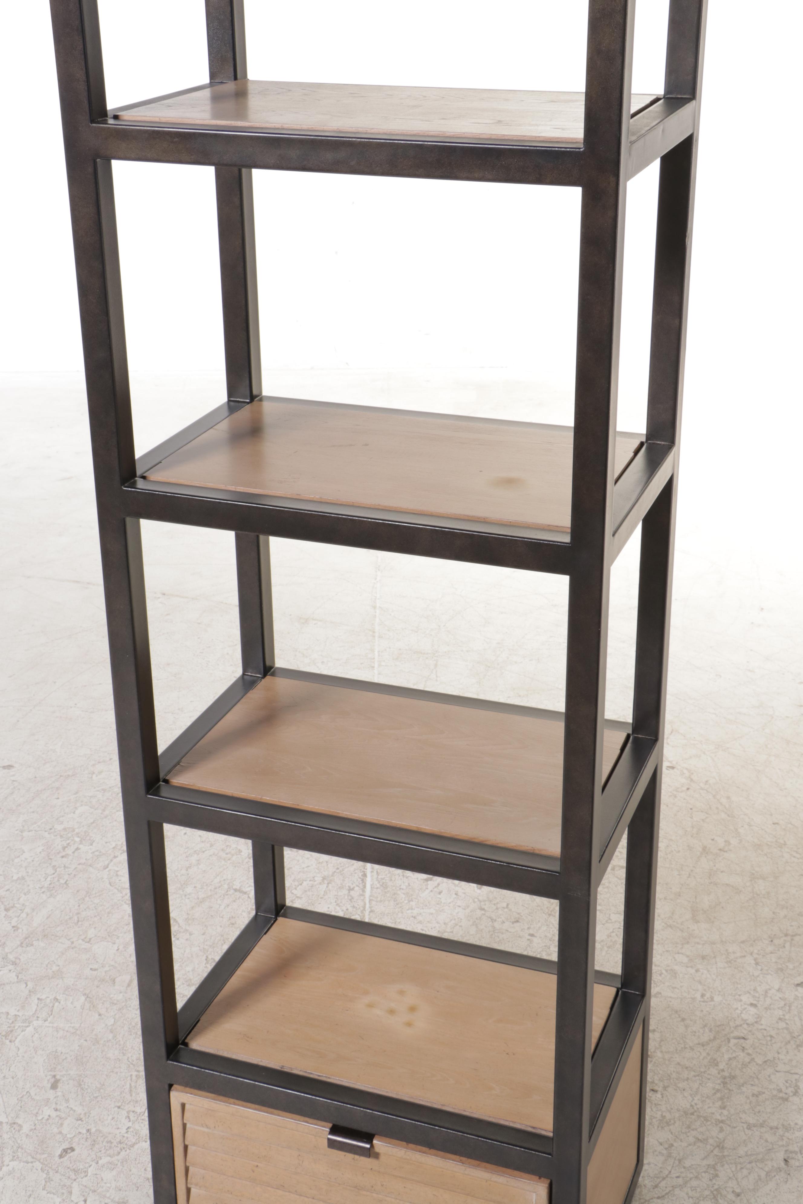 Lexington "Monterey Sands" Elm and Bronze-Patinated Metal Shelving Tower
