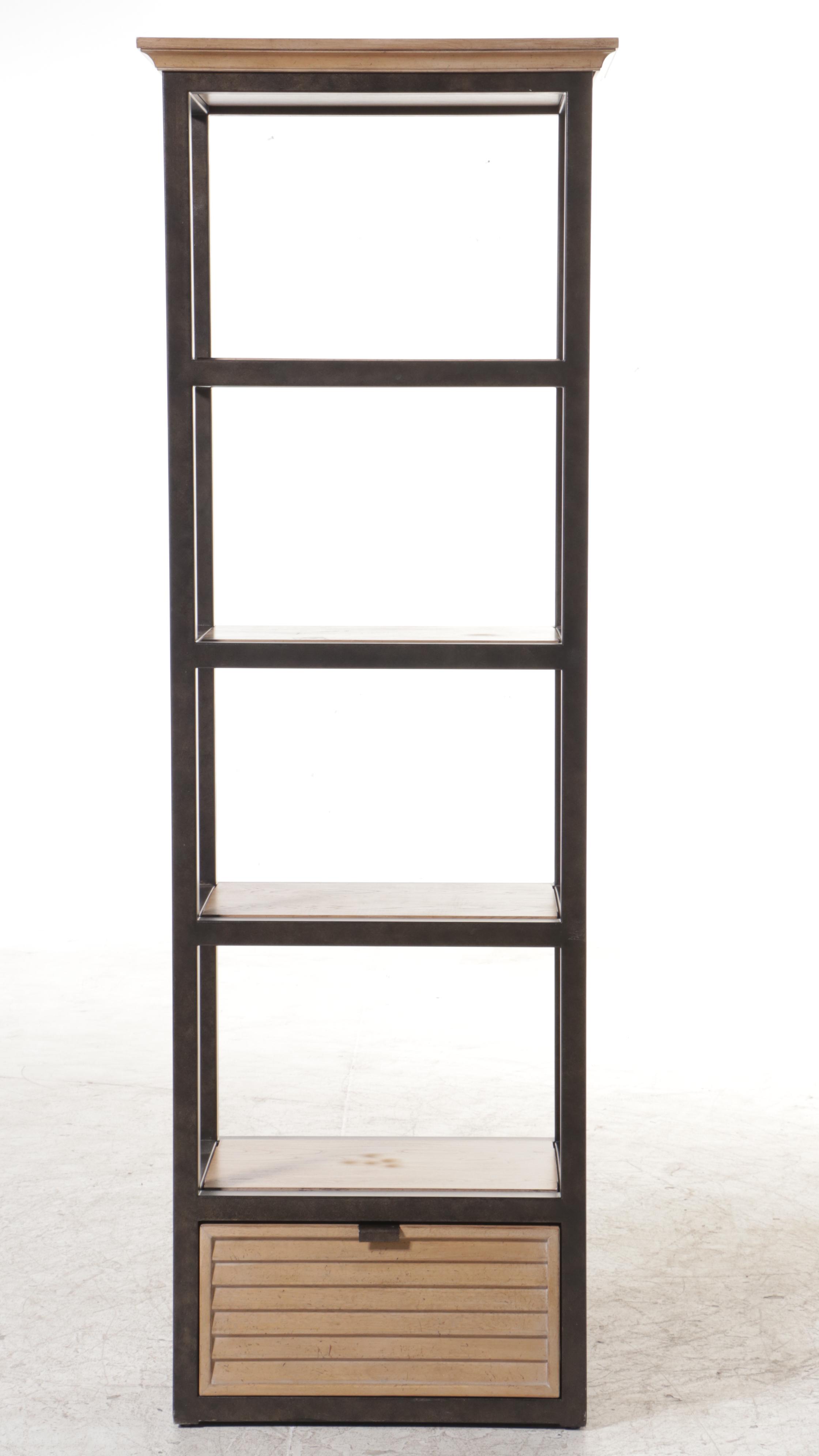 Lexington "Monterey Sands" Elm and Bronze-Patinated Metal Shelving Tower