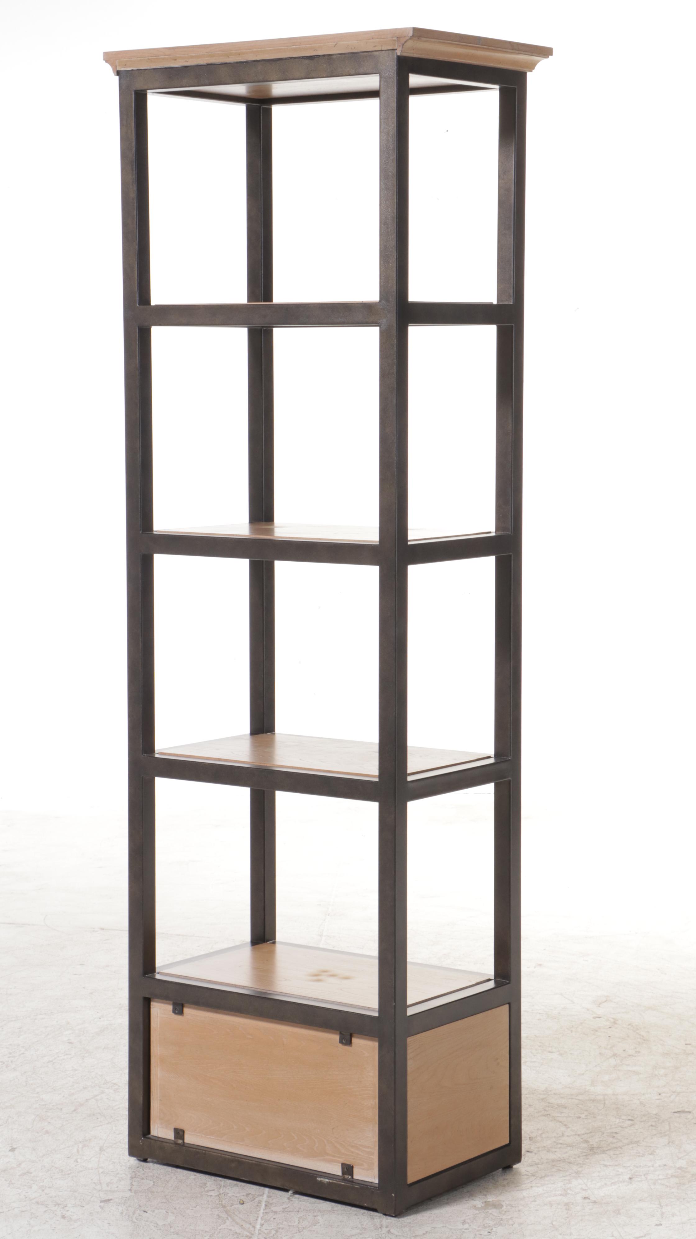 Lexington "Monterey Sands" Elm and Bronze-Patinated Metal Shelving Tower