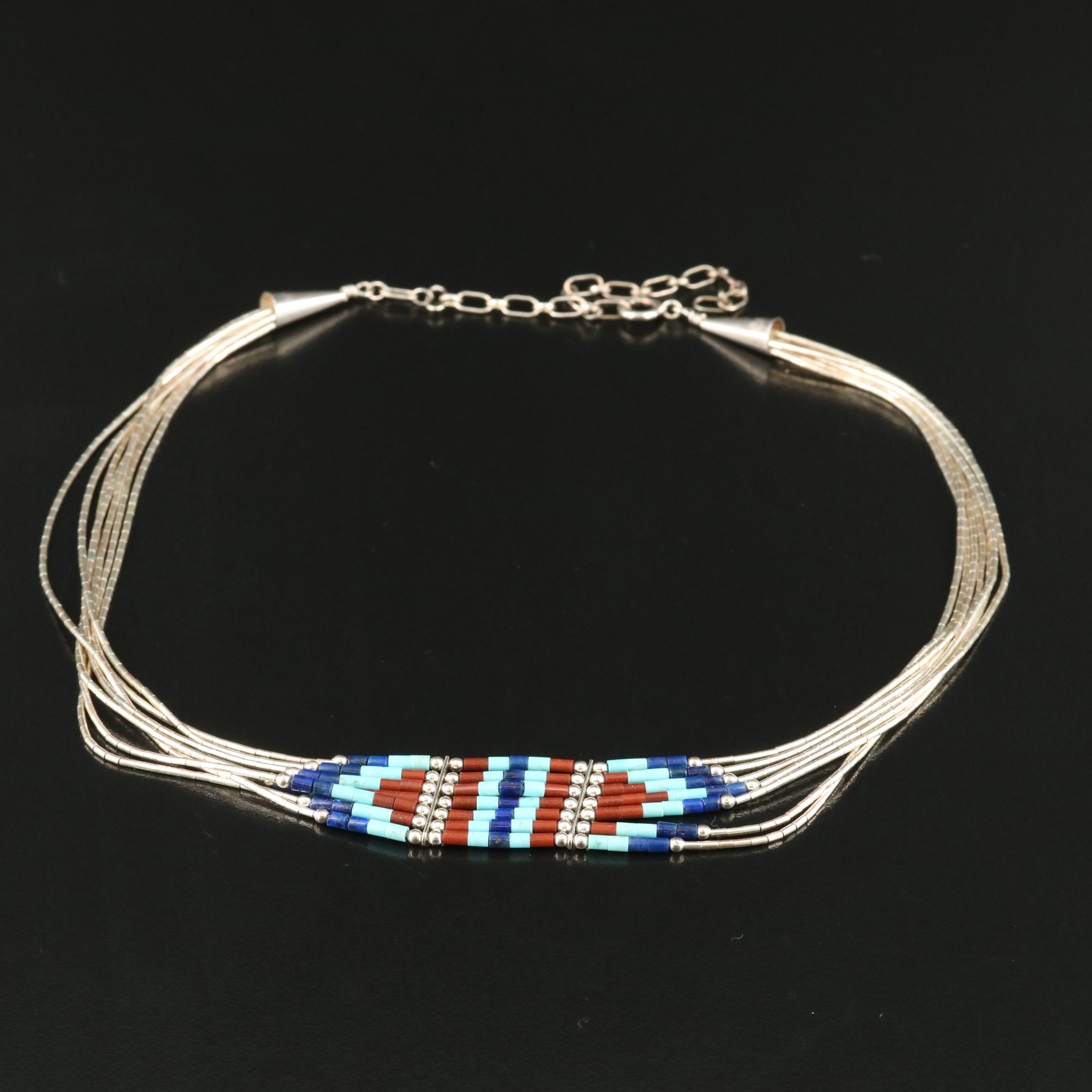 Southwestern Relios Sterling Gemstone and Liquid Silver Necklace