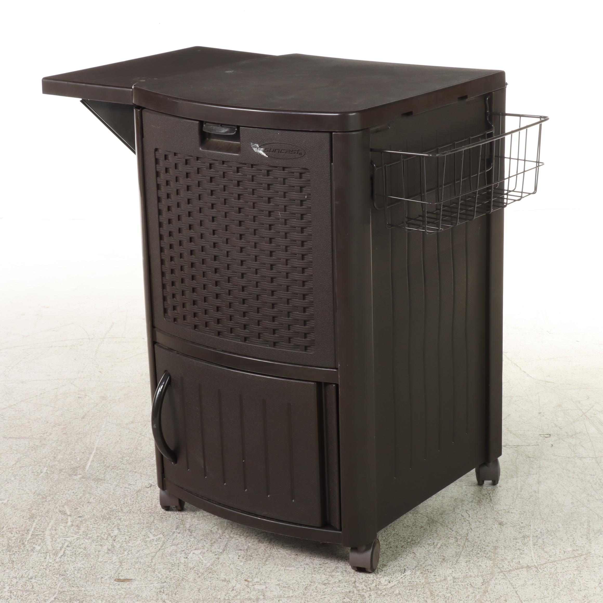 Two Suncast Resin Wicker Patio Storage Seats Plus Deck Cooler