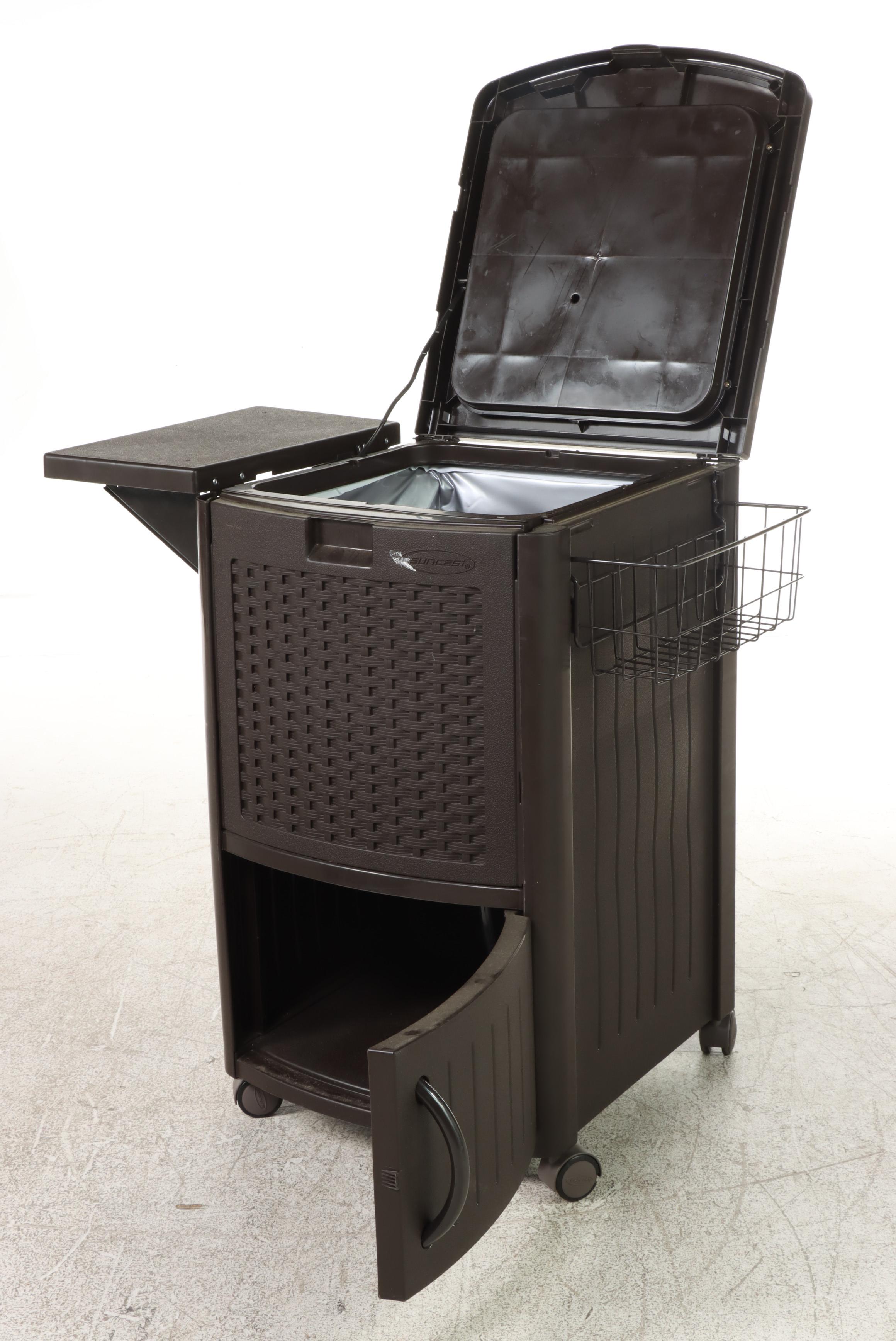 Two Suncast Resin Wicker Patio Storage Seats Plus Deck Cooler