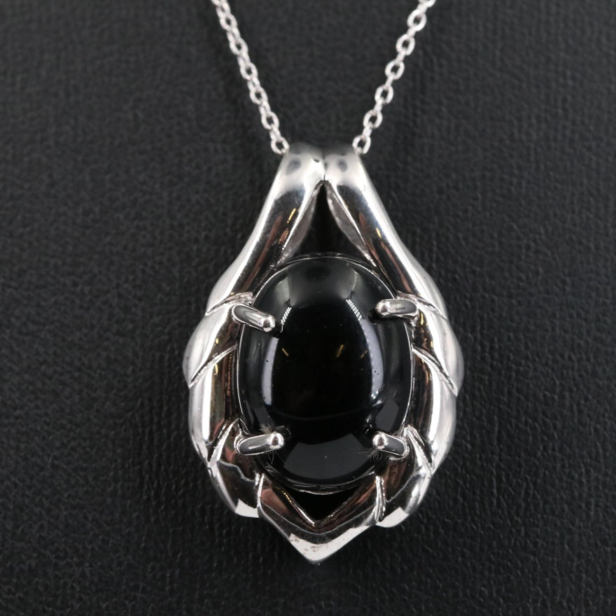 Sterling Black Onyx Pendant Necklace