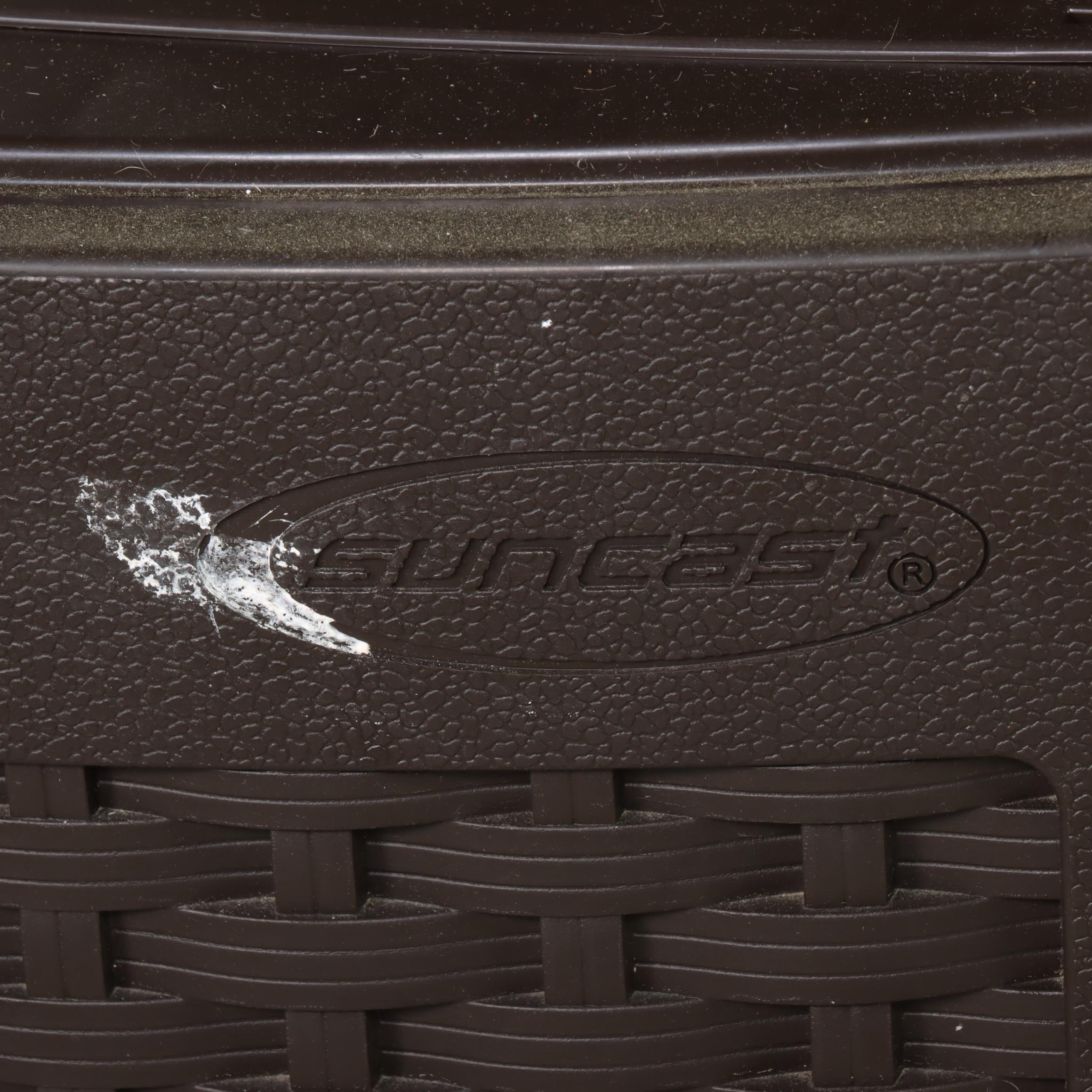 Two Suncast Resin Wicker Patio Storage Seats Plus Deck Cooler