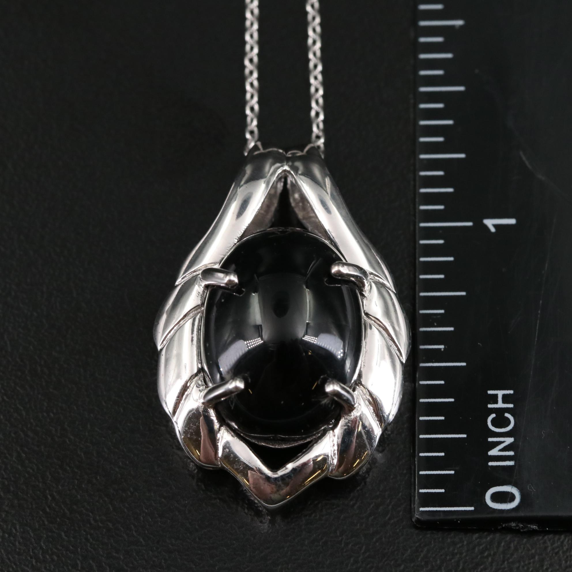 Sterling Black Onyx Pendant Necklace