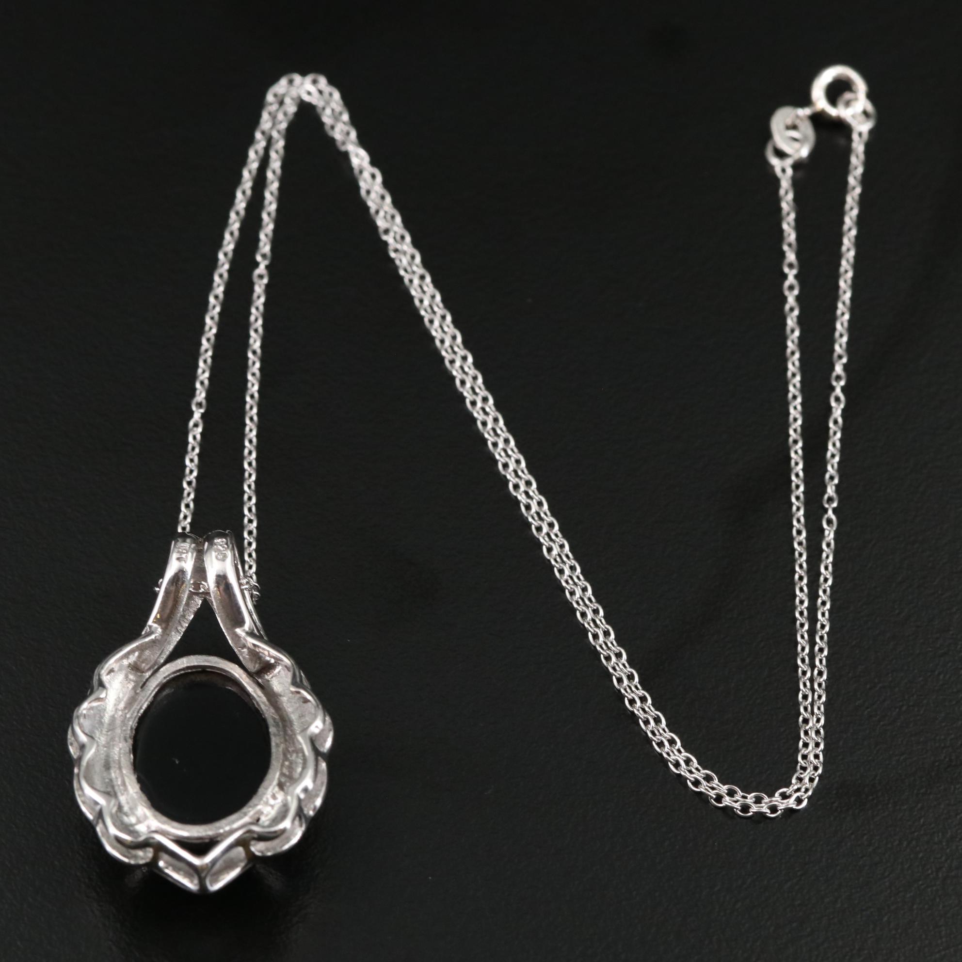Sterling Black Onyx Pendant Necklace