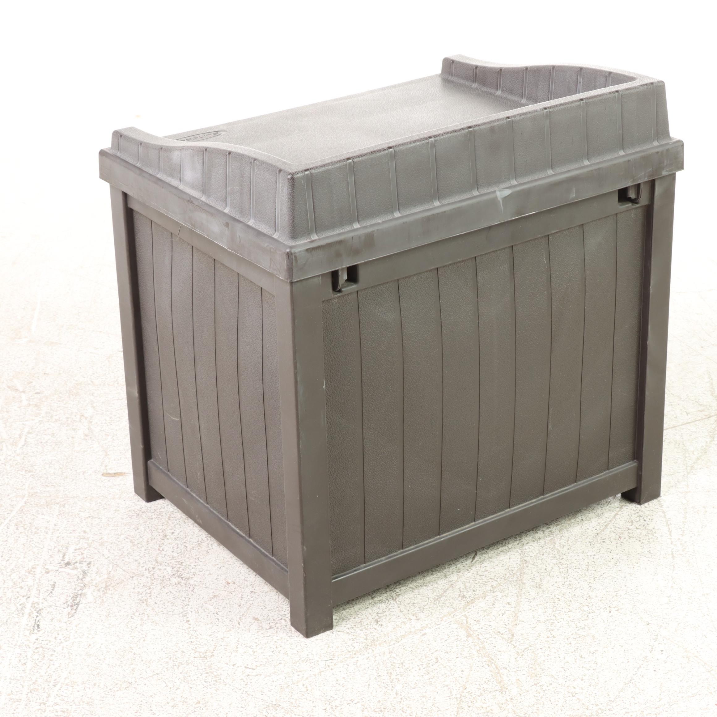 Two Suncast Resin Wicker Patio Storage Seats Plus Deck Cooler