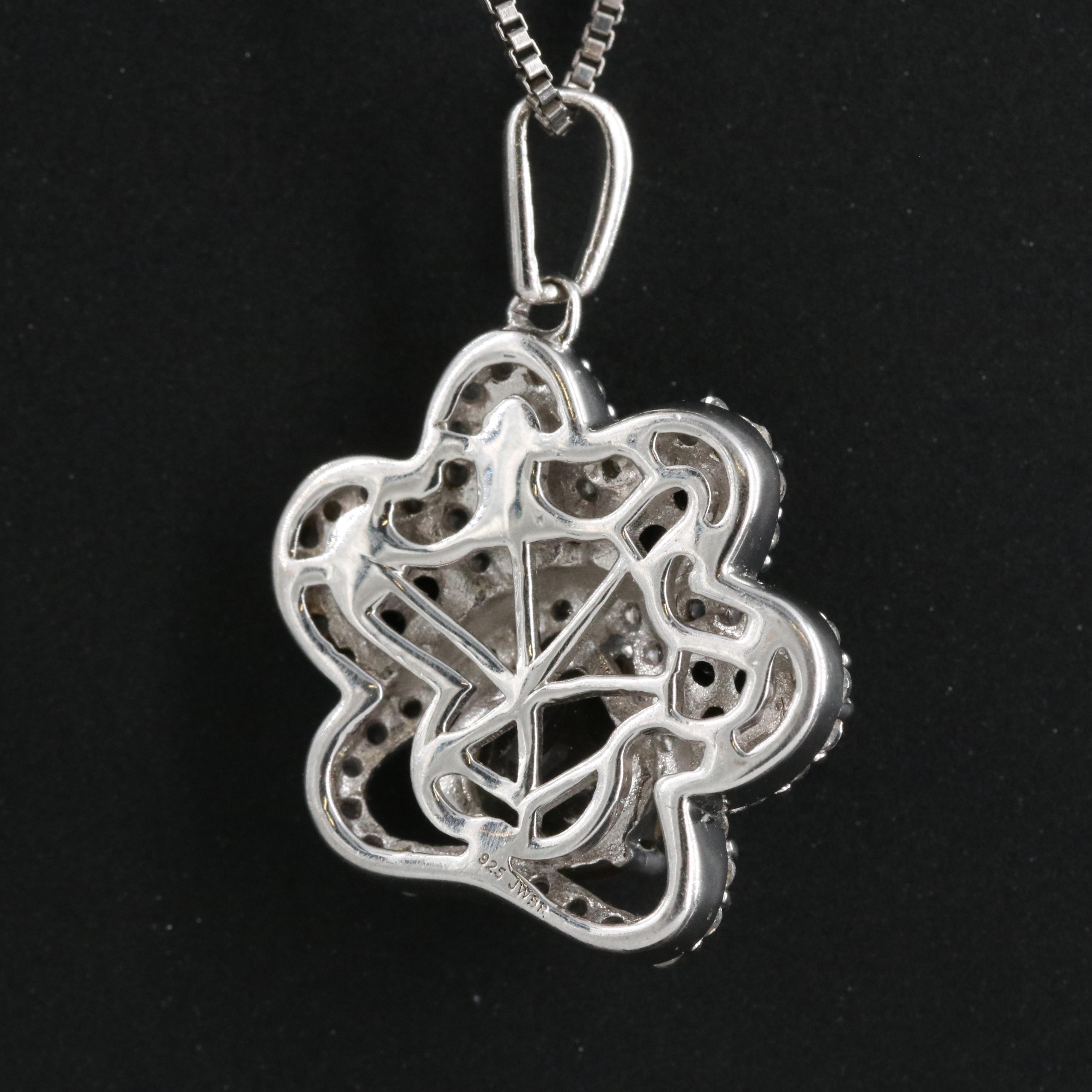 Sterling Smoky Quartz, Spinel and Sapphire Paw Print Pendant Necklace