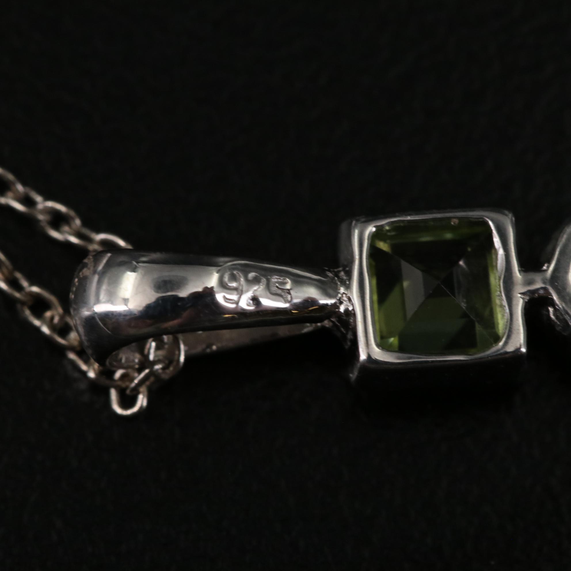 Sterling Peridot Cross Pendant Necklace