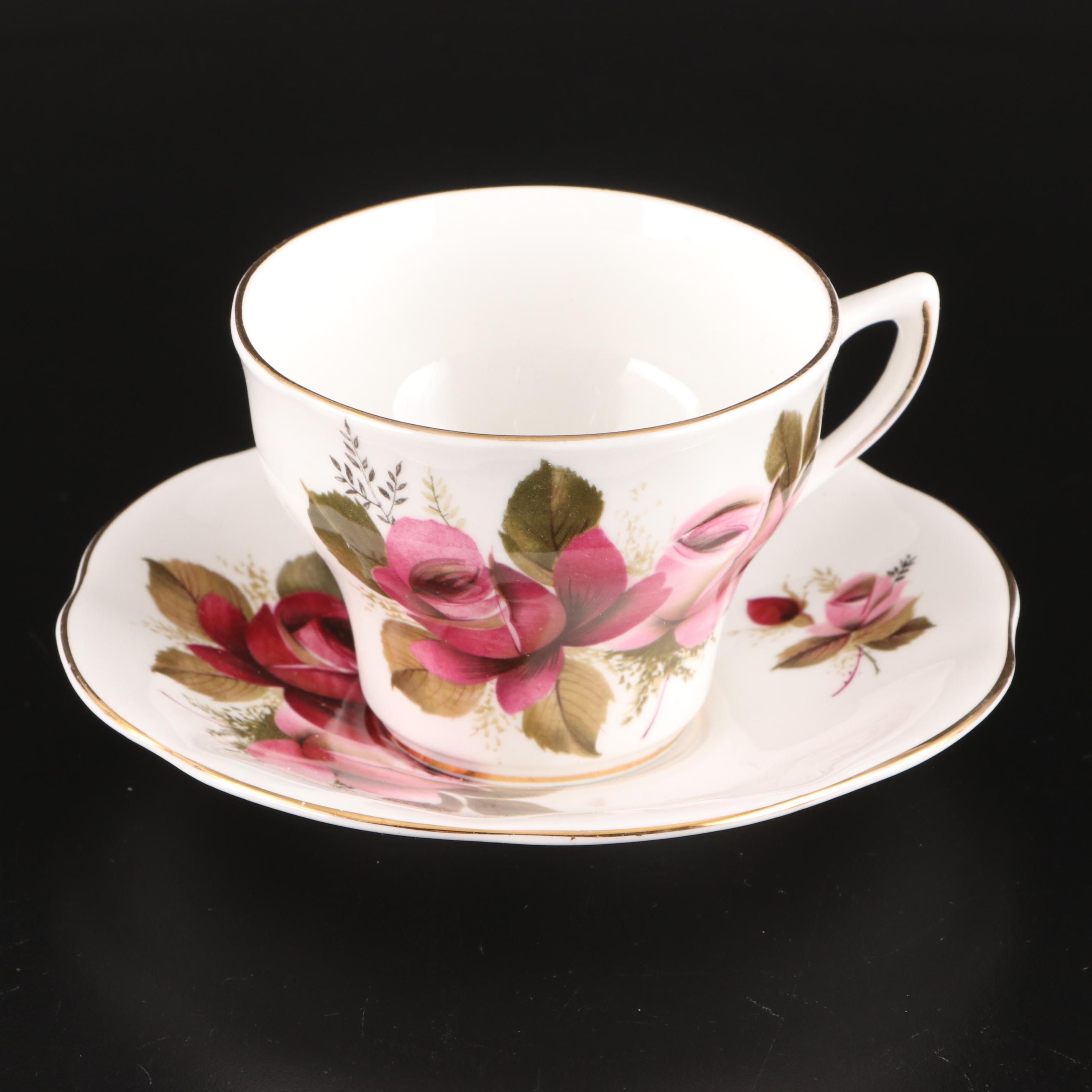 Royal Dover Teacups and Saucers with Other Floral Pattern Porcelain Tableware