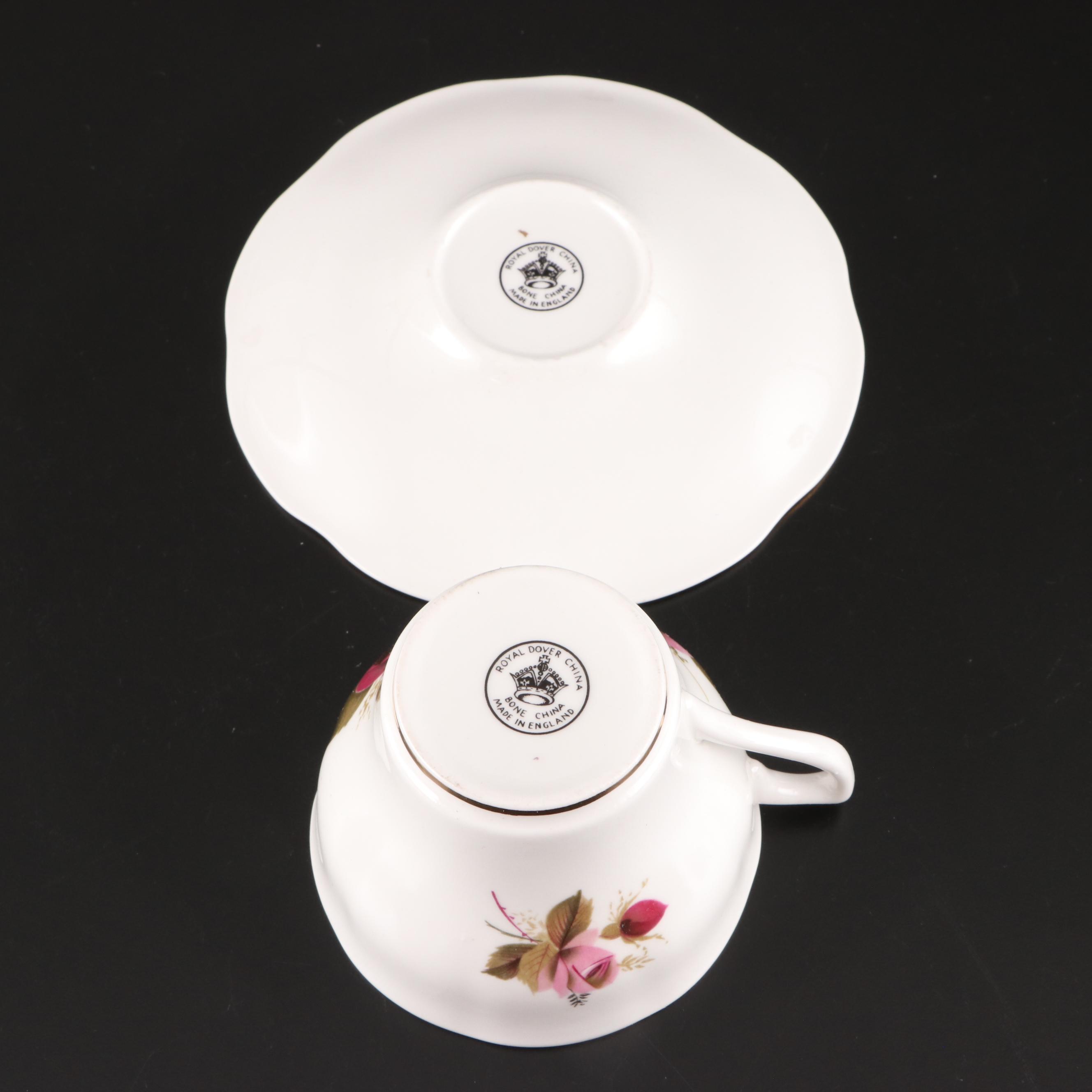 Royal Dover Teacups and Saucers with Other Floral Pattern Porcelain Tableware