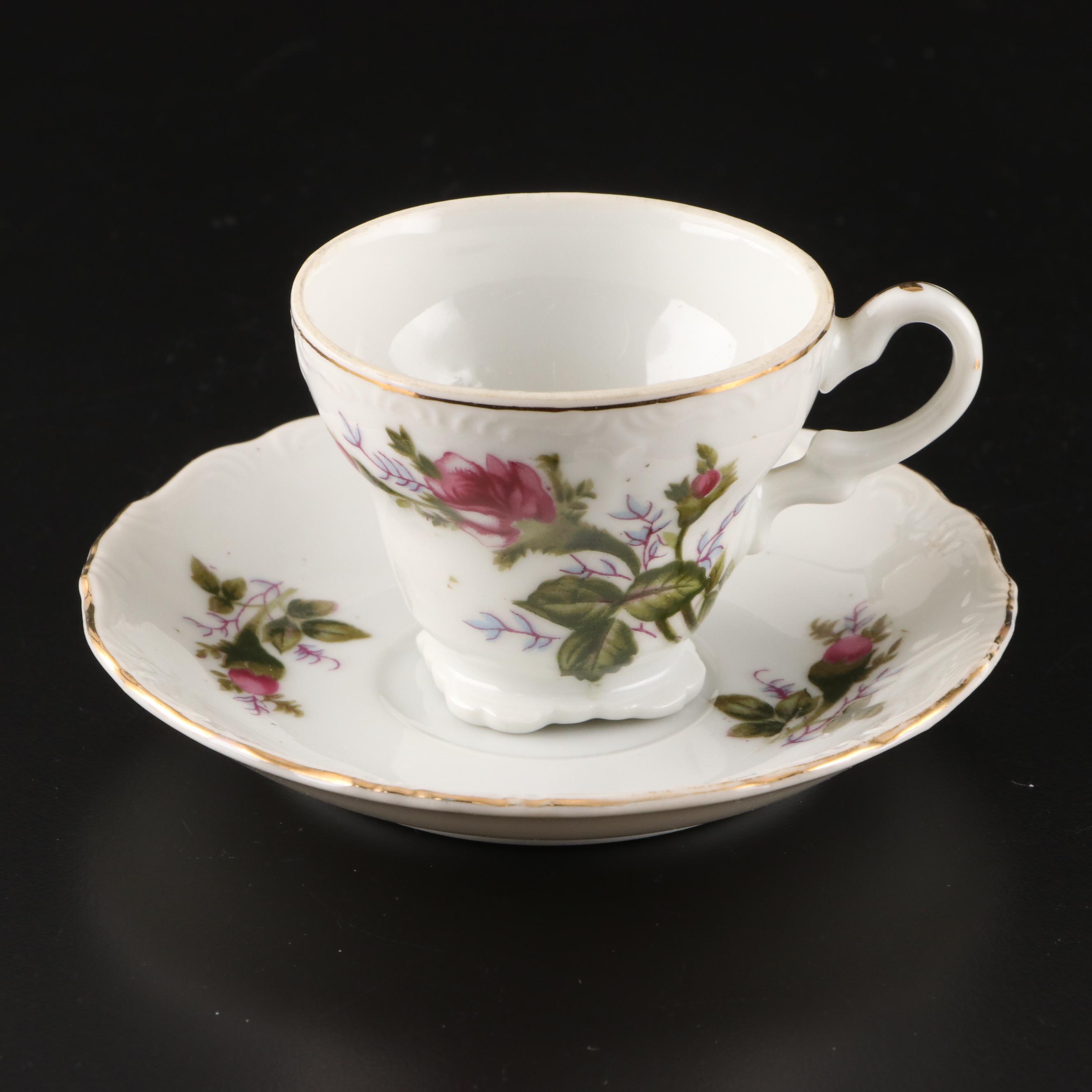 Royal Dover Teacups and Saucers with Other Floral Pattern Porcelain Tableware